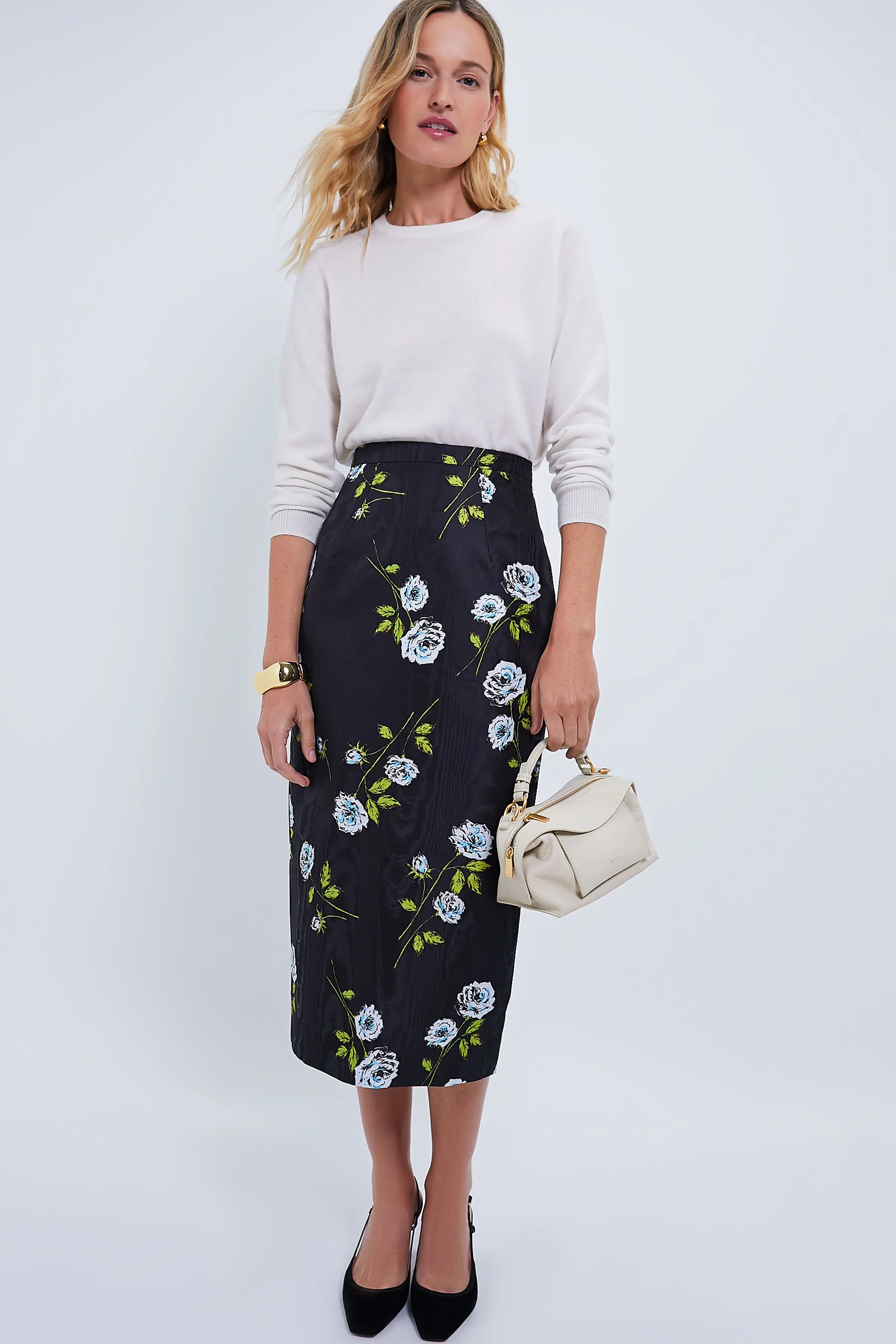 Roses Stem on Black Lorelei Moire Skirt - Image 2