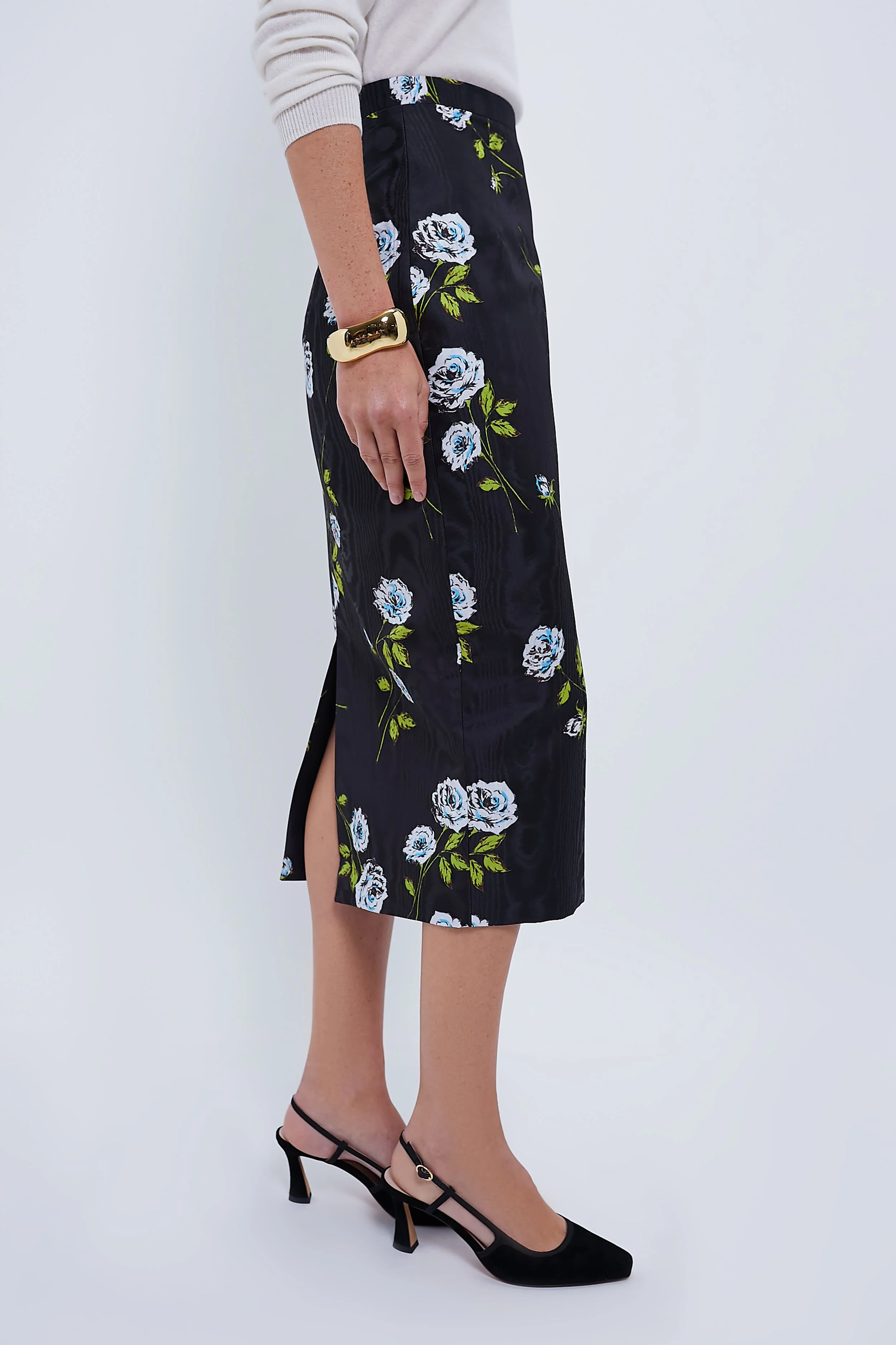 Roses Stem on Black Lorelei Moire Skirt - Image 3