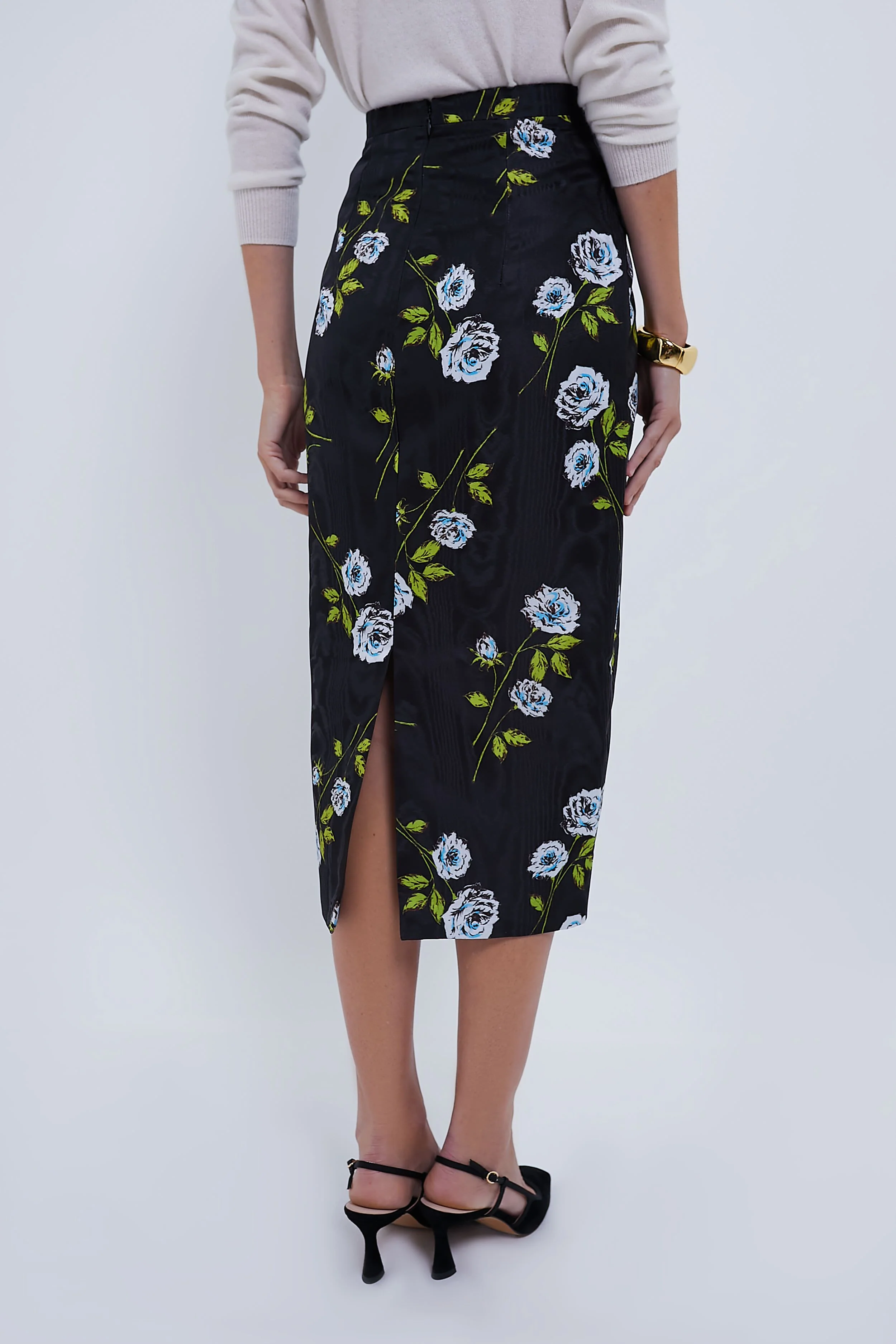 Roses Stem on Black Lorelei Moire Skirt - Image 4