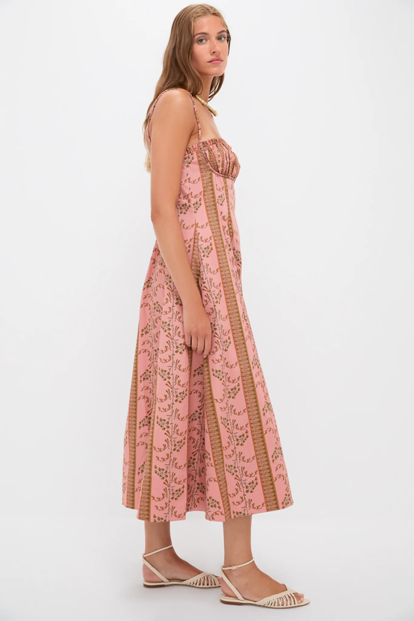Rust Dandelion Floral Stripe Maisie Dress - Image 3