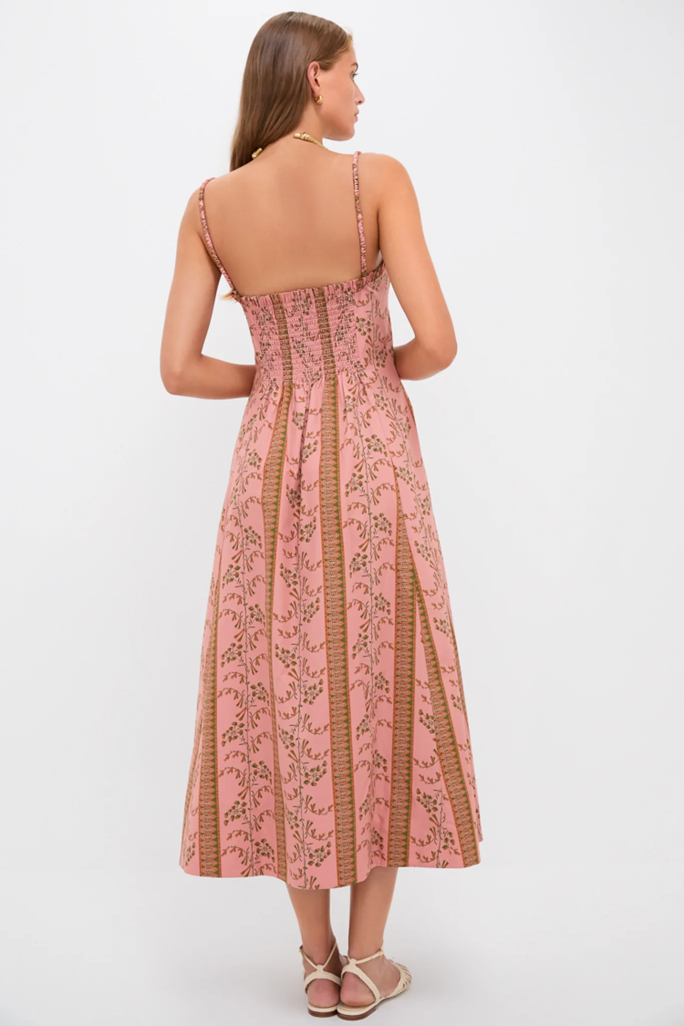 Rust Dandelion Floral Stripe Maisie Dress - Image 4