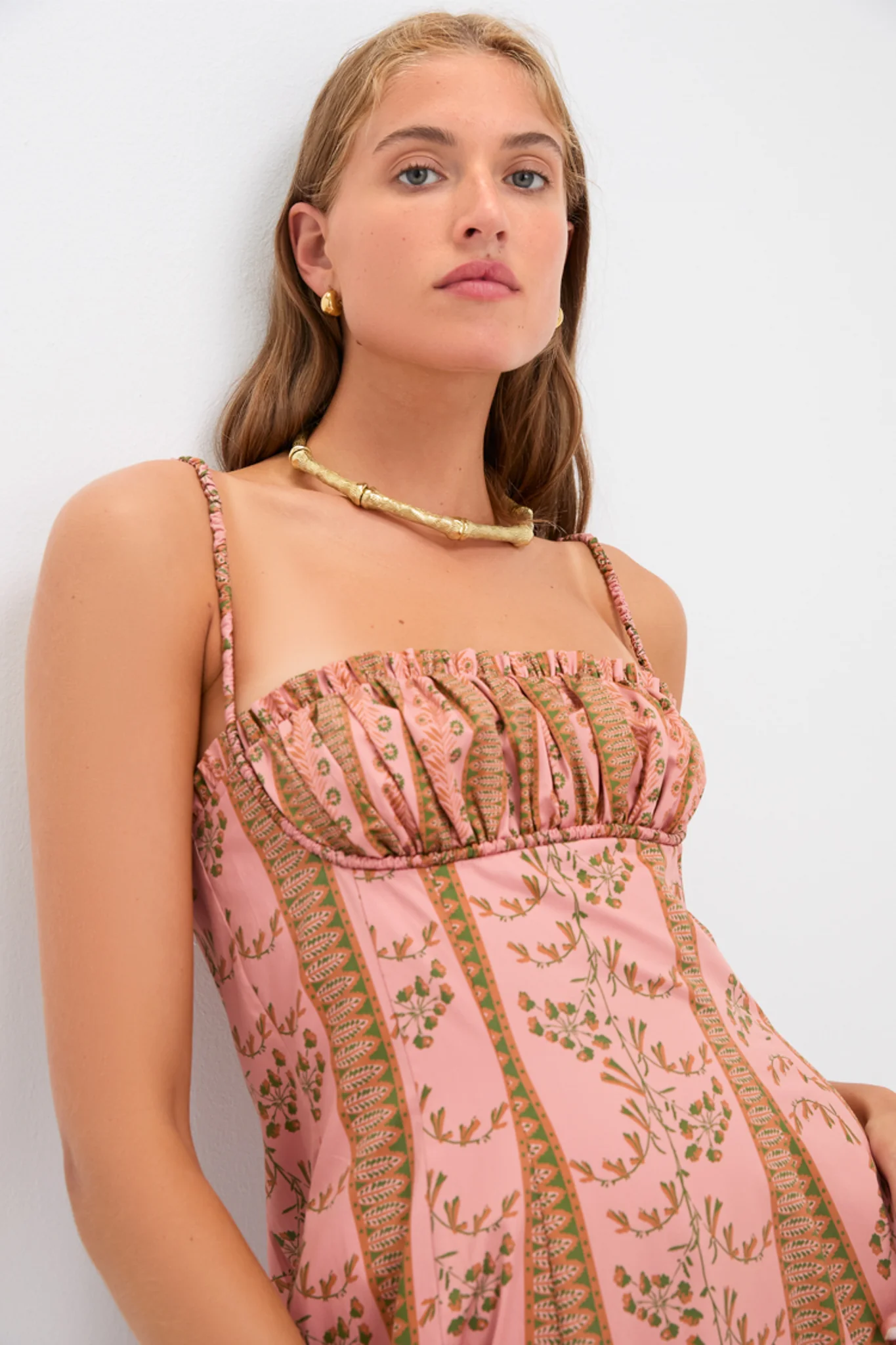 Rust Dandelion Floral Stripe Maisie Dress - Image 5