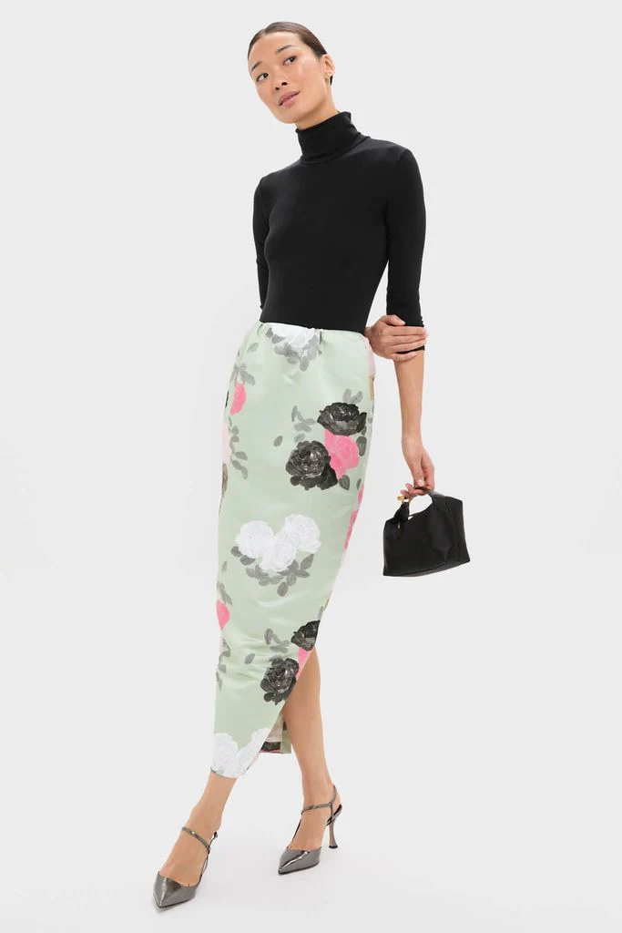 Sage Green Auscot Rose Damian Skirt - Image 2