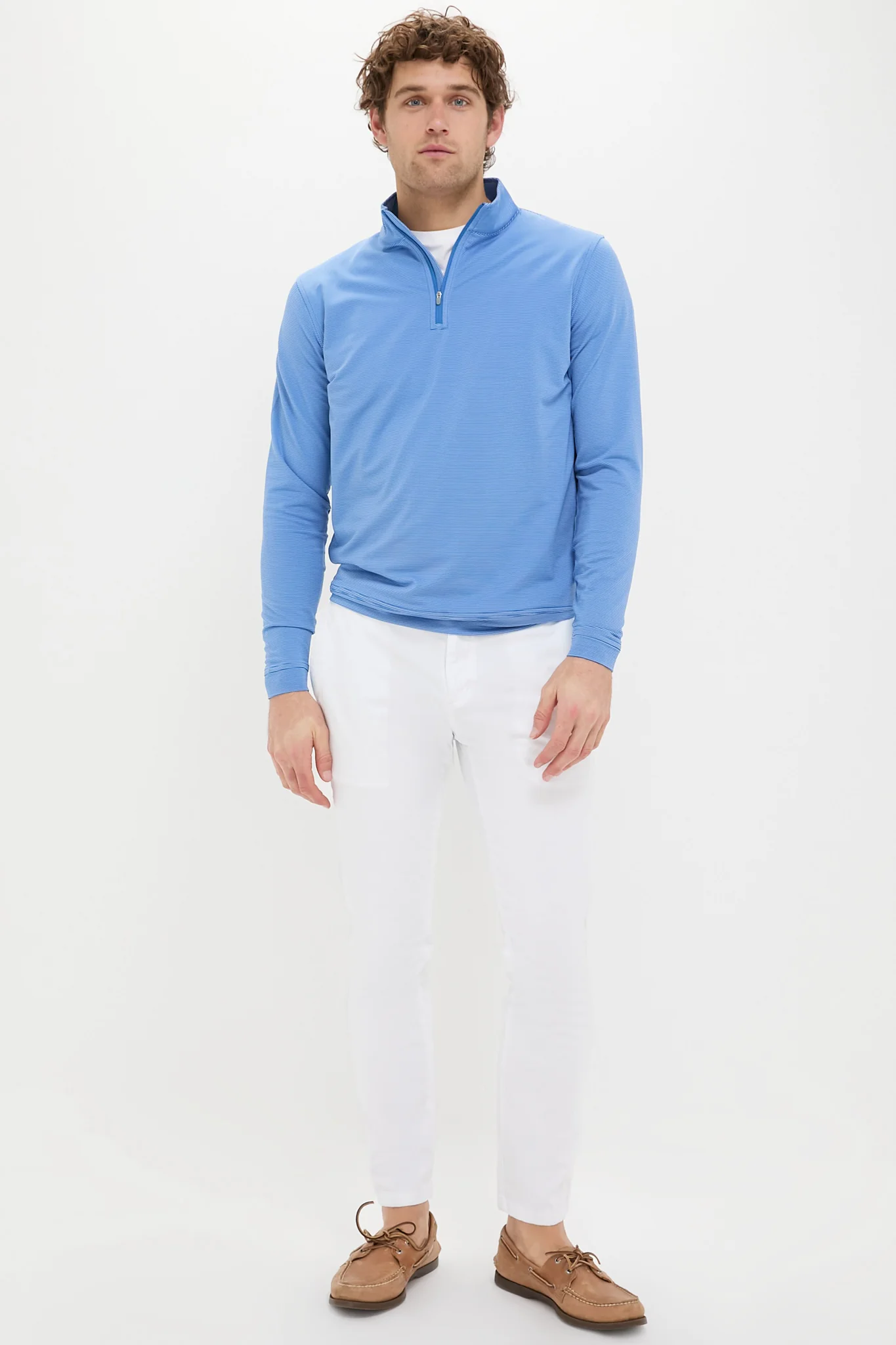 Sailor Blue Perth Sugar Stripe Performance Quarter-Zip - Image 2