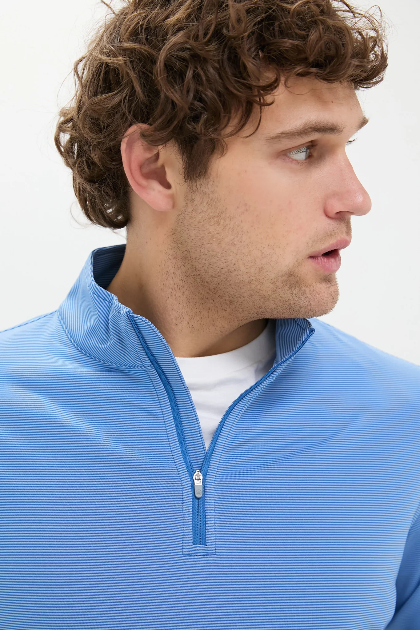 Sailor Blue Perth Sugar Stripe Performance Quarter-Zip - Image 5