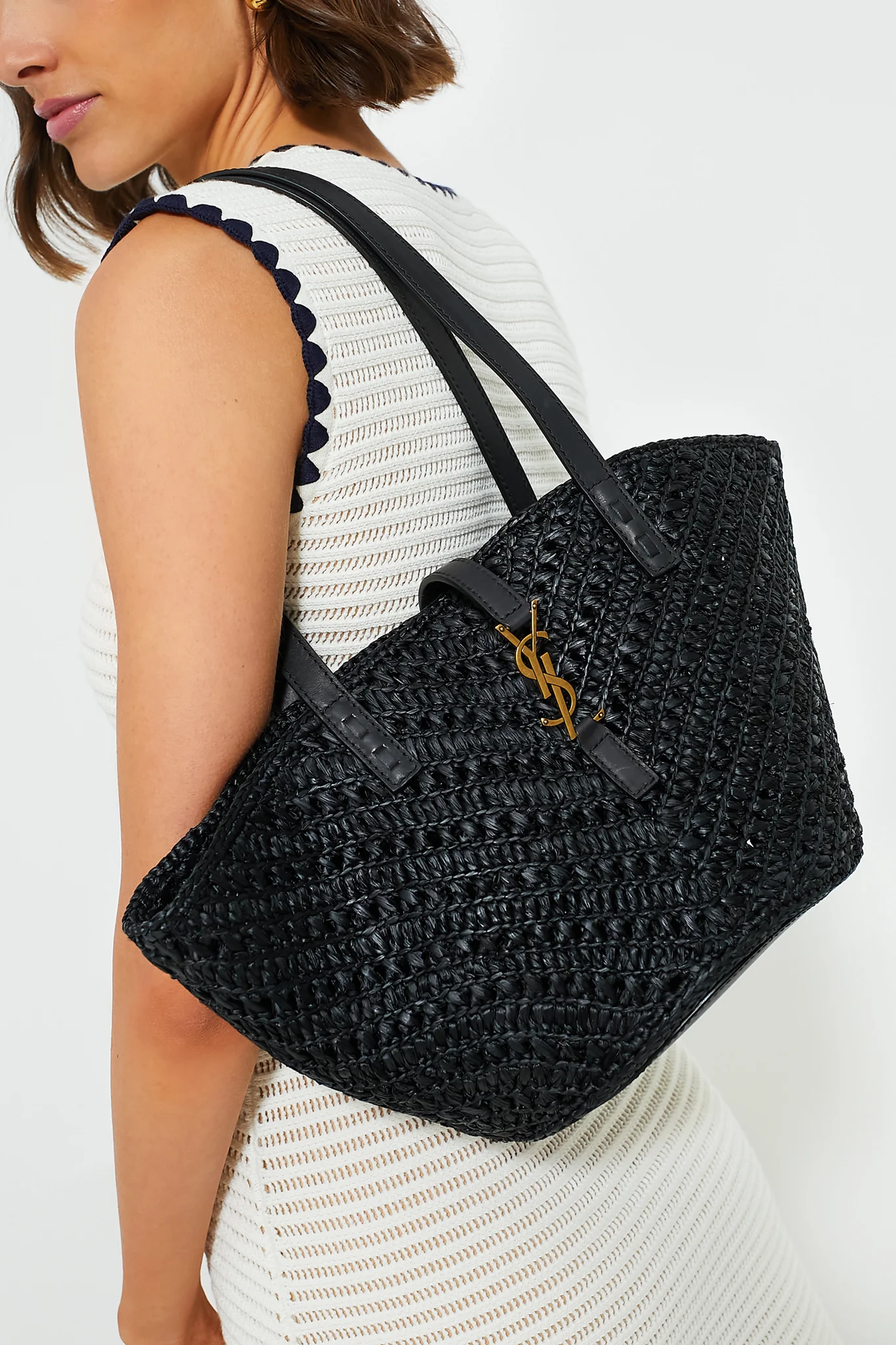 Saint Laurent Black Small Panier Tote Bag - Image 3