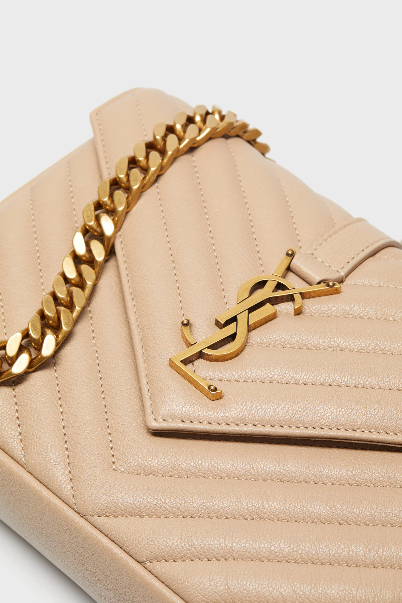 Saint Laurent Dark Beige Medium College Chain Bag - Image 6