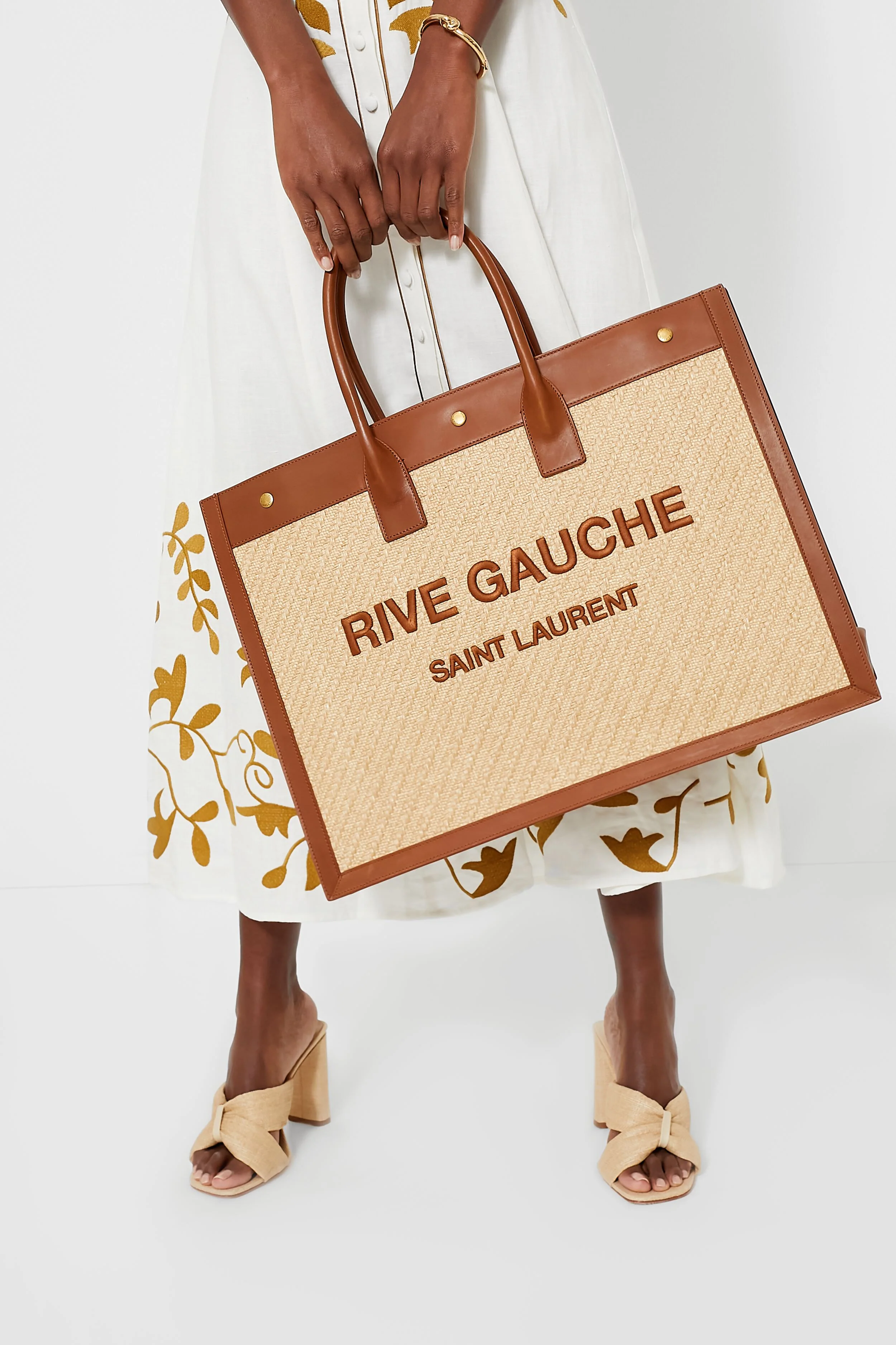 Saint Laurent Natural Sand Rive Gauche Tote Bag - Image 3