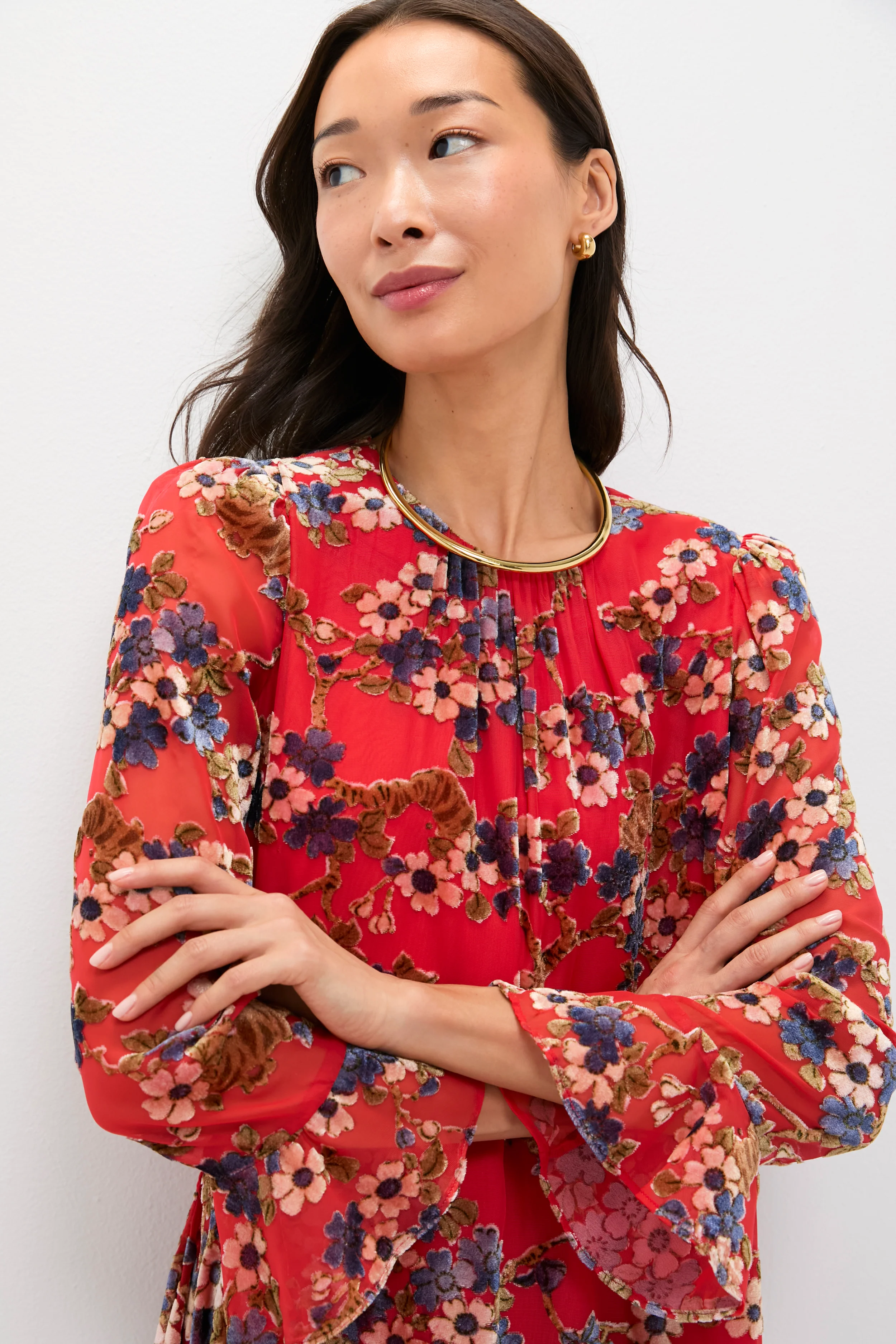 Sakura Blossom Burnout Velvet Sasha Dress - Image 6