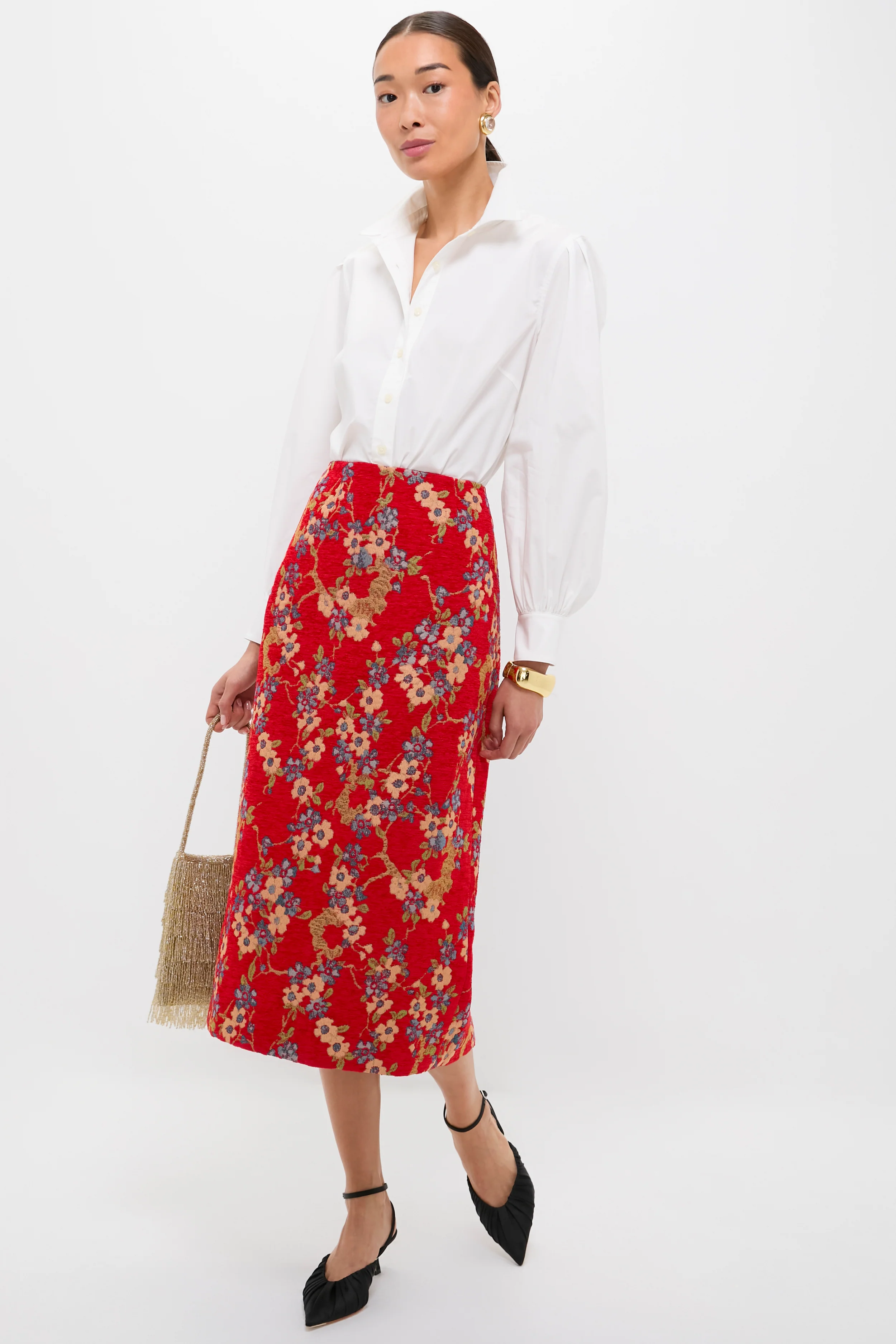 Sakura Blossom Chenille Jacquard Ellington Skirt - Image 2