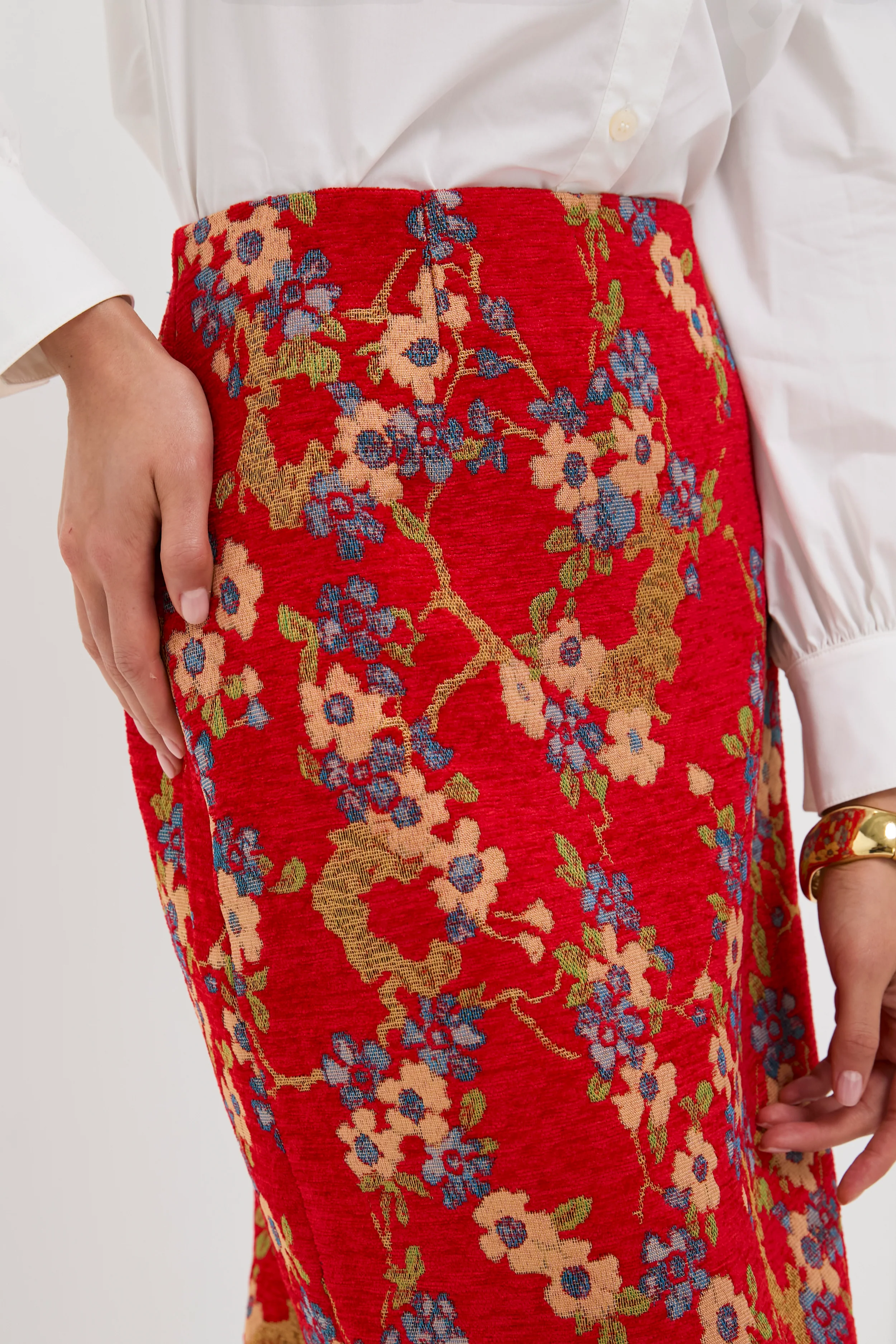 Sakura Blossom Chenille Jacquard Ellington Skirt - Image 5