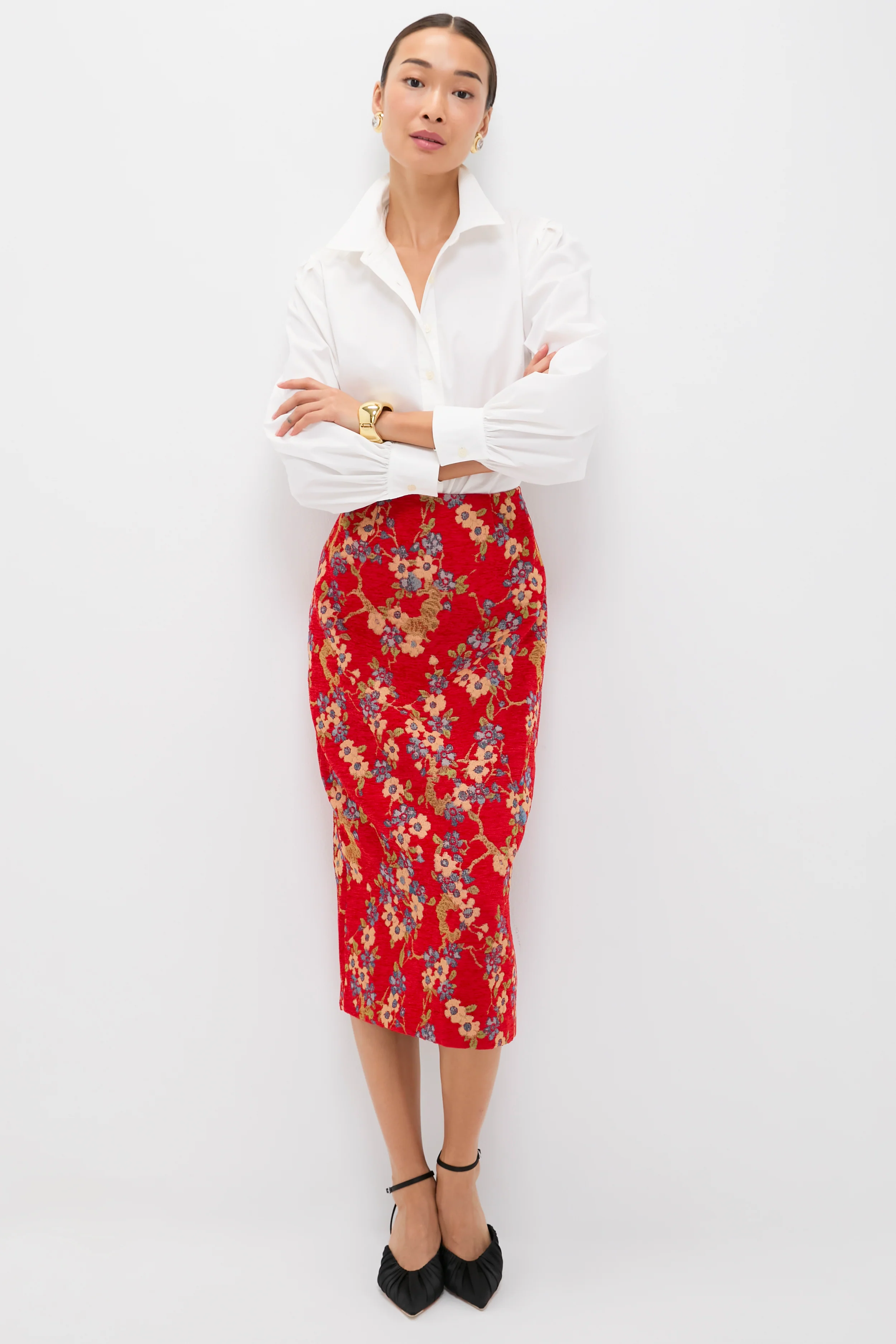 Sakura Blossom Chenille Jacquard Ellington Skirt - Image 6