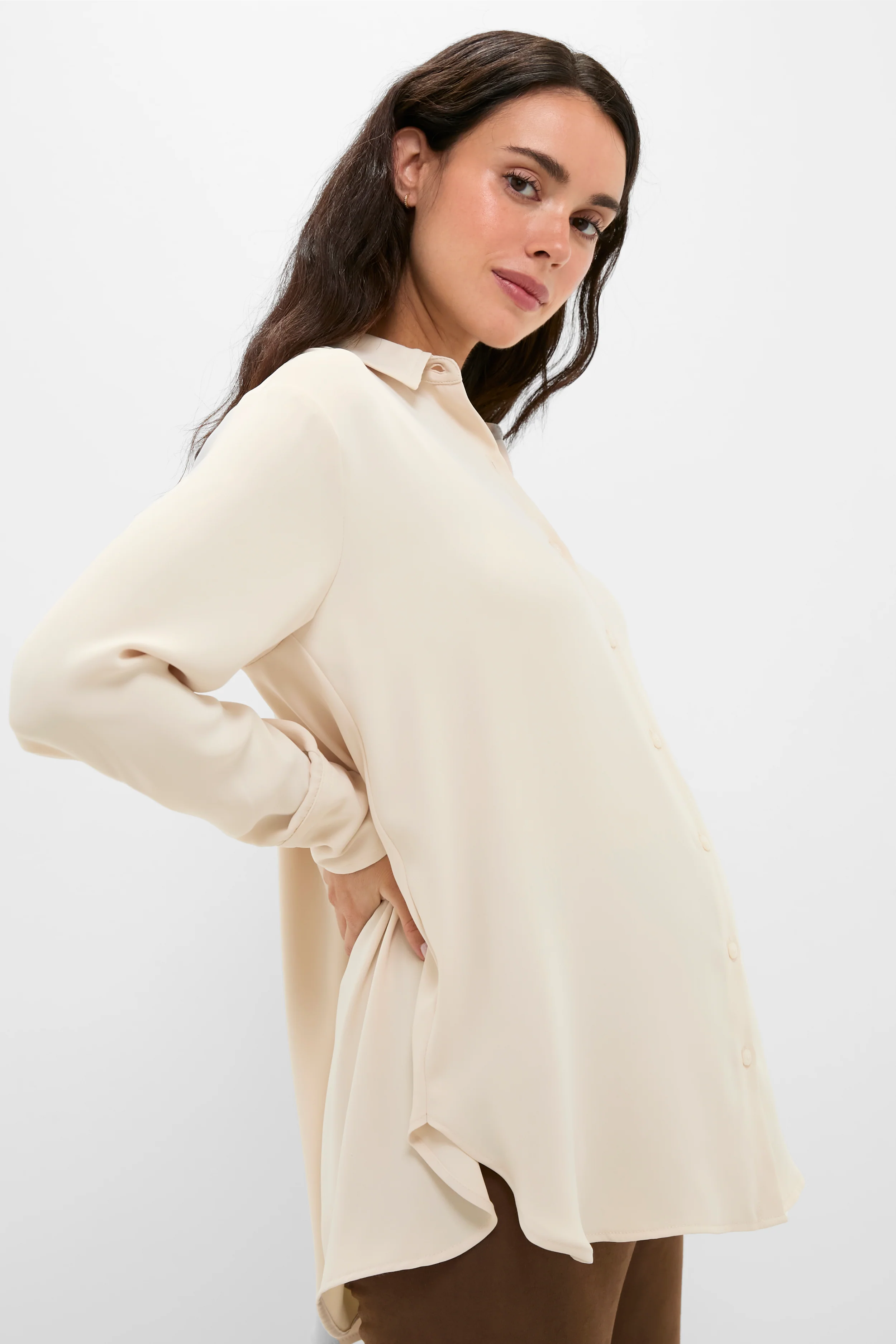 Sandshell Celest Drapey Button Down - Image 3