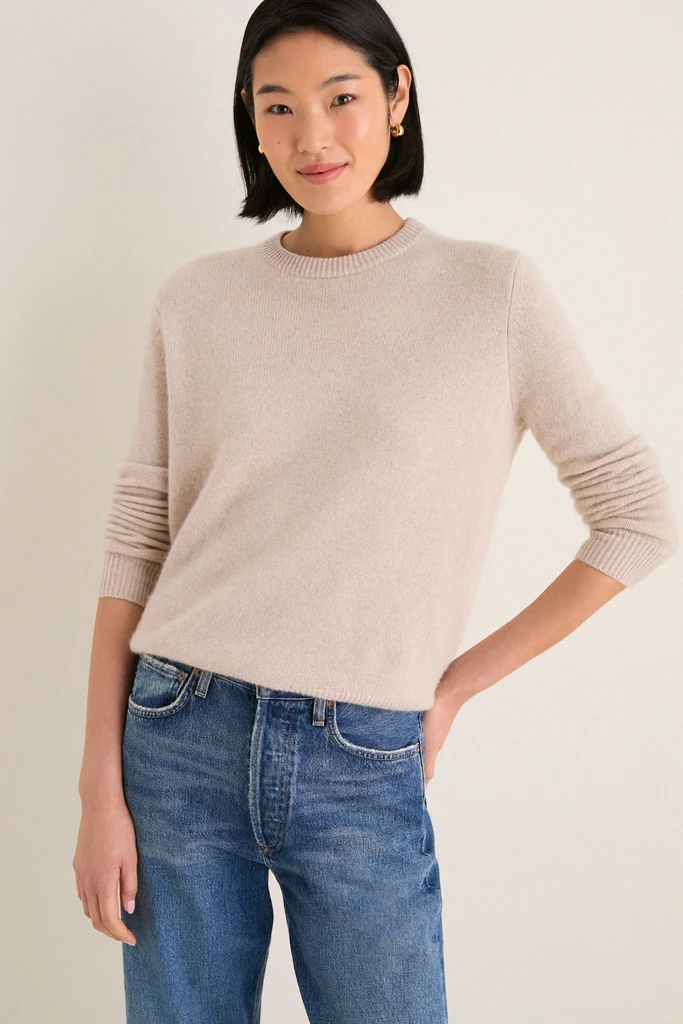Sandstone Cashmere Bodie Boyfriend Crewneck