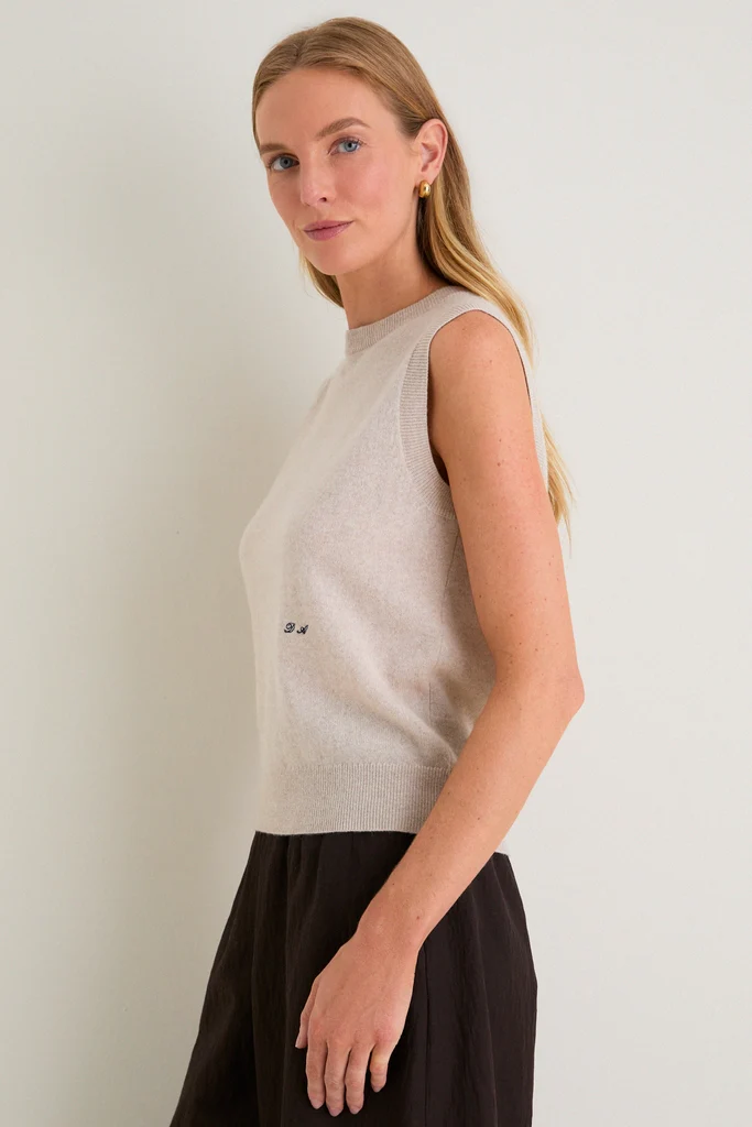 Sandstone Cashmere Sleeveless Ava Shell - Image 3