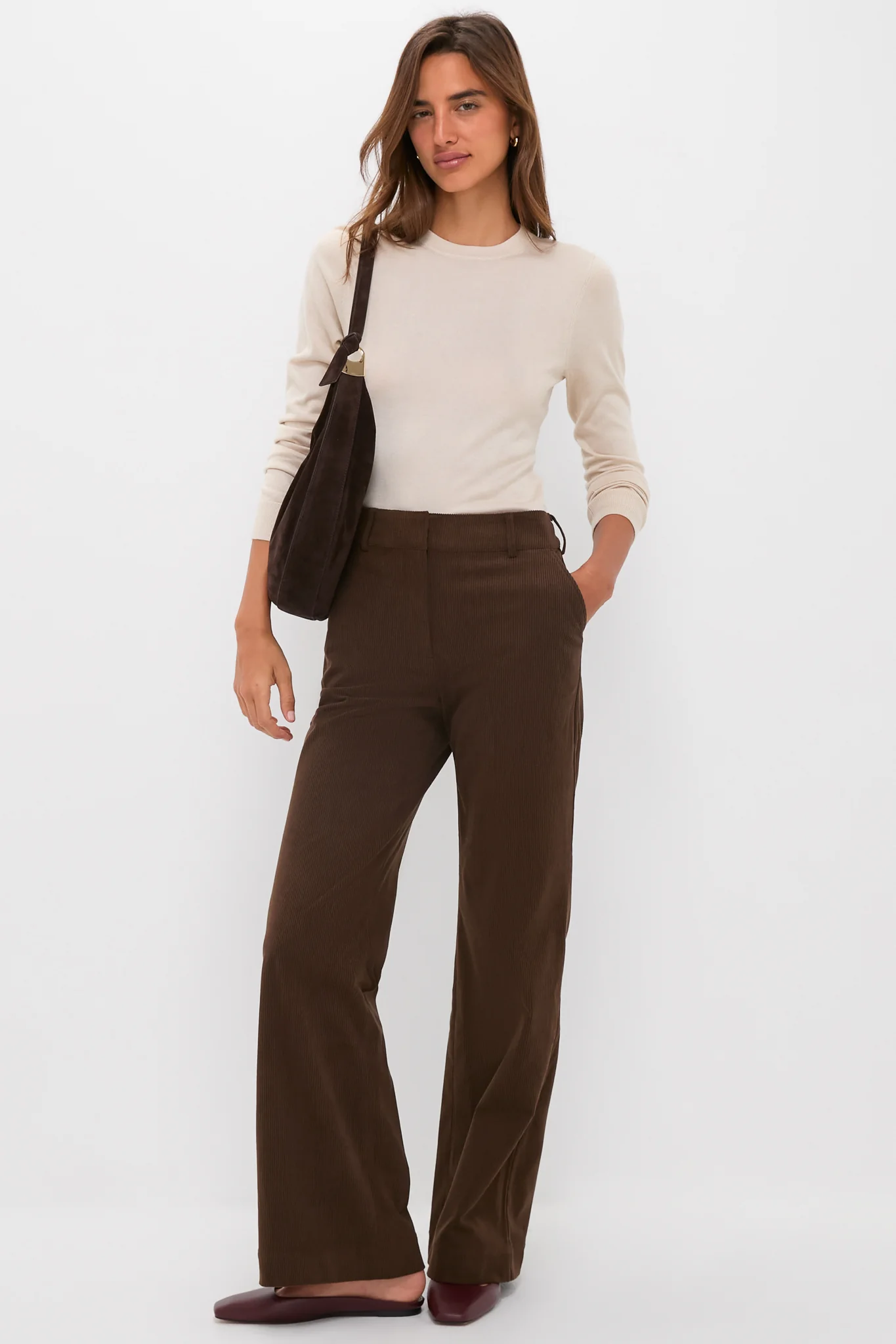 Sandstone Cashmere Silk Long Sleeve Katie Tee - Image 2