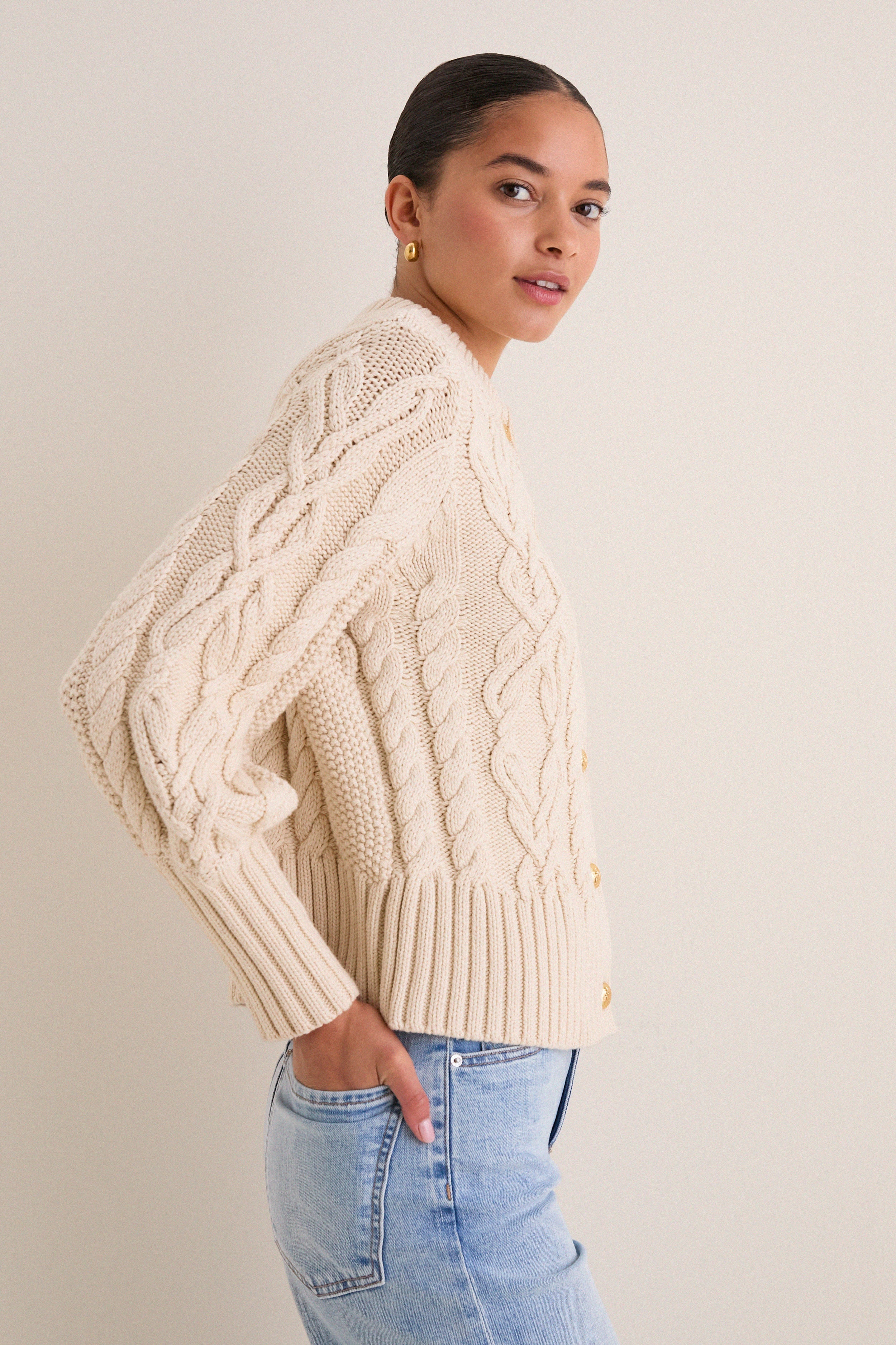 Sandstone Cotton Colette Cardigan - Image 3