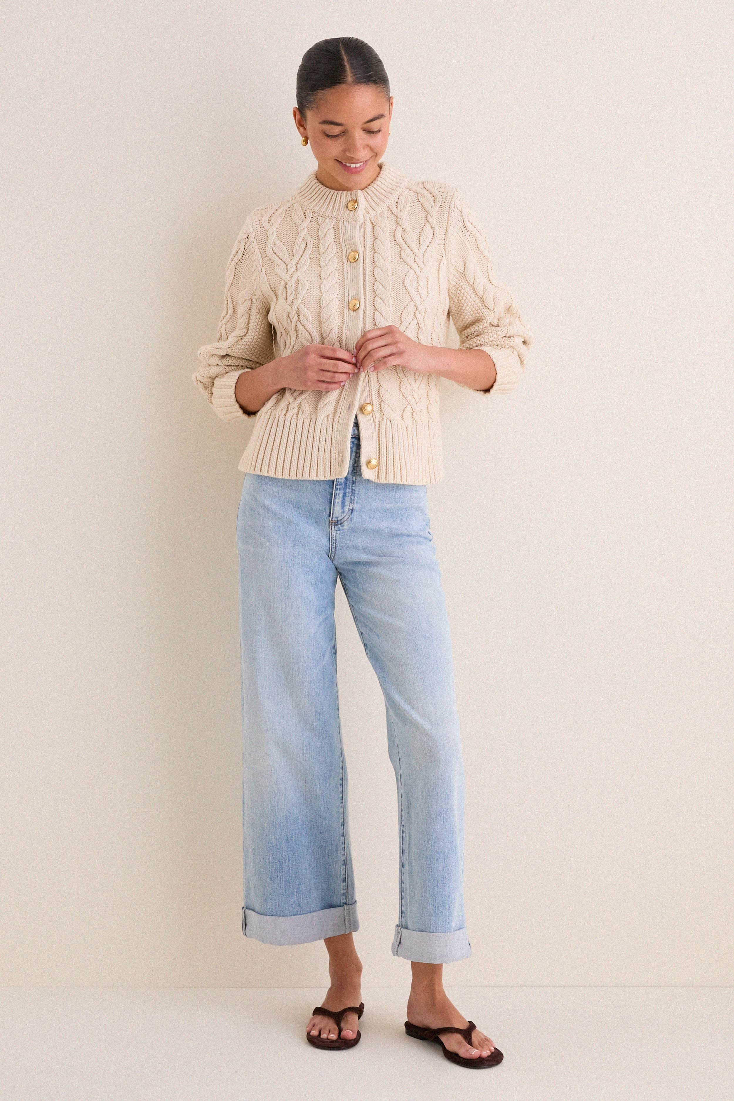 Sandstone Cotton Colette Cardigan - Image 6