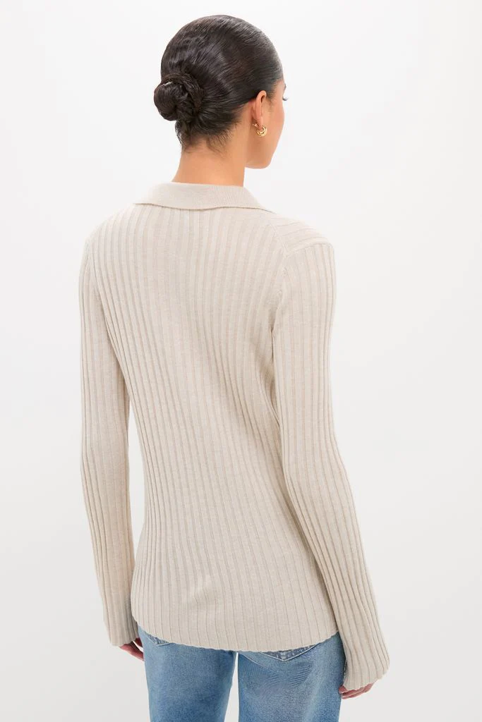 Sandstone Fine Rib Knit Button Down Myers Polo - Image 4