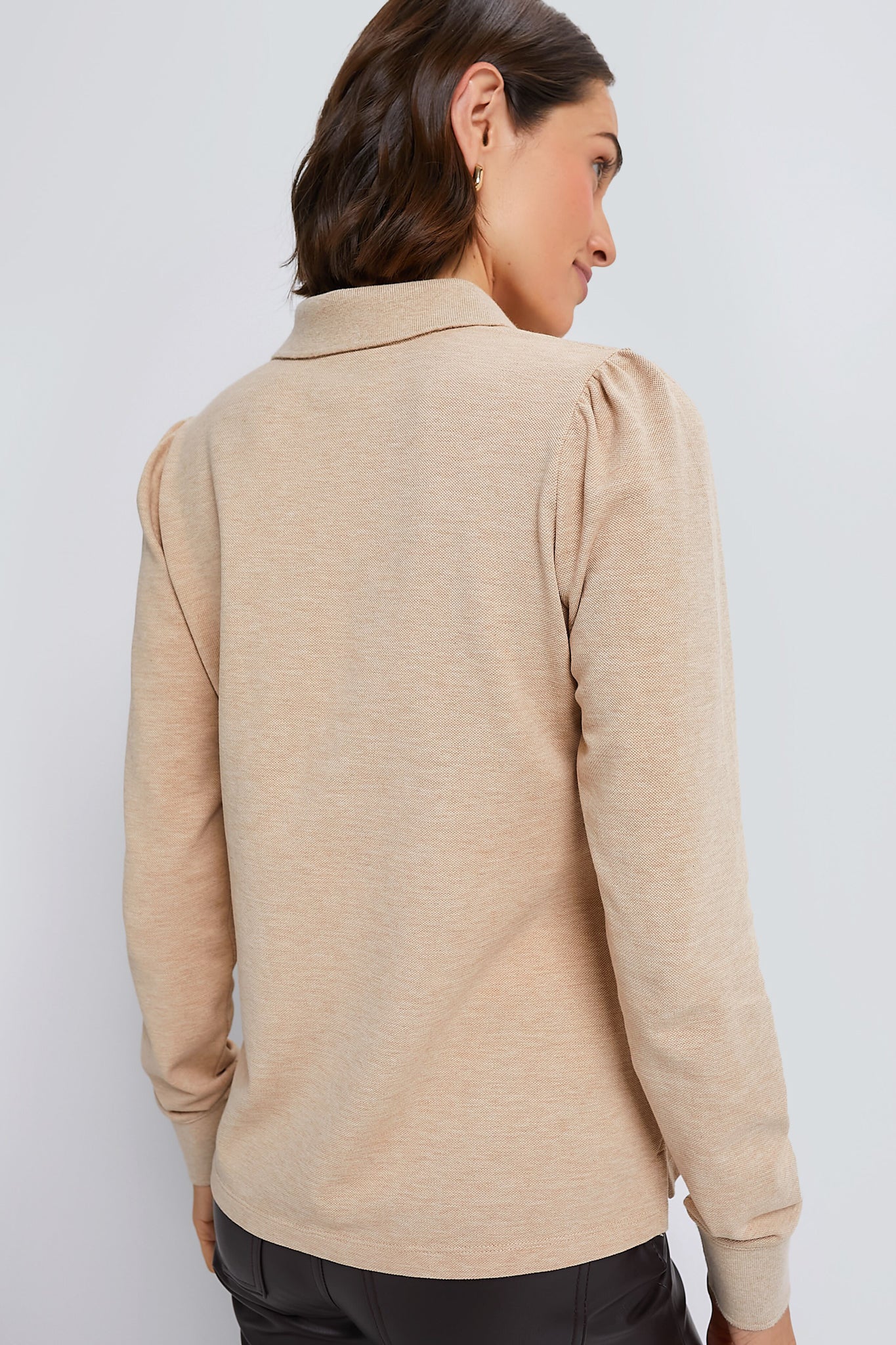 Sandstone Long Sleeve Pique Puff Sleeve Peggy Polo - Image 5