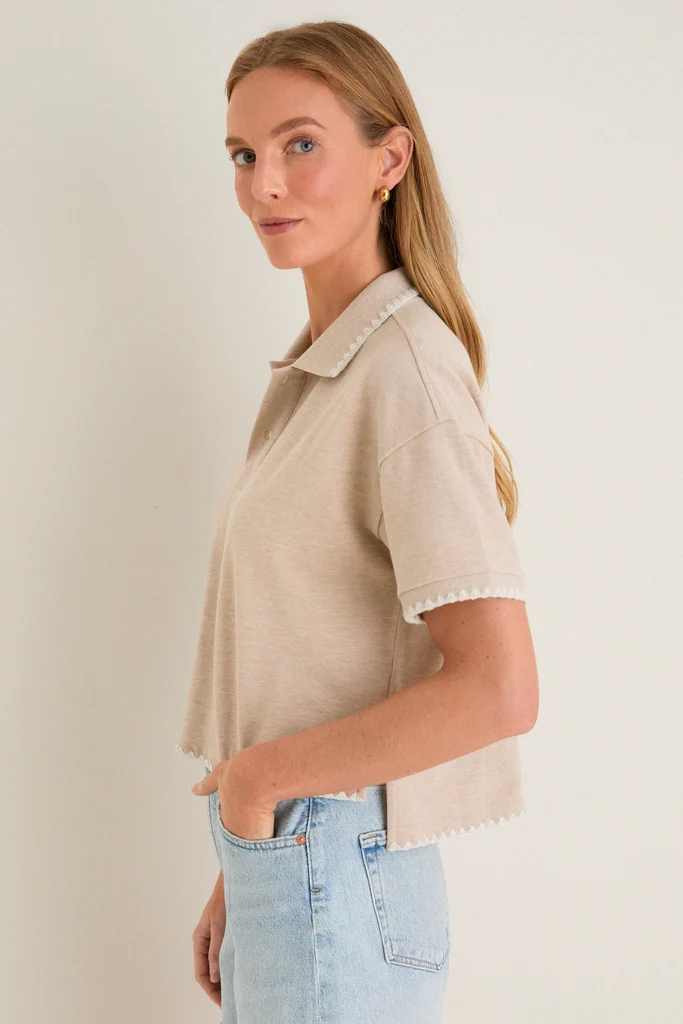 Sandstone Pique Holmes Boyfriend Polo - Image 3