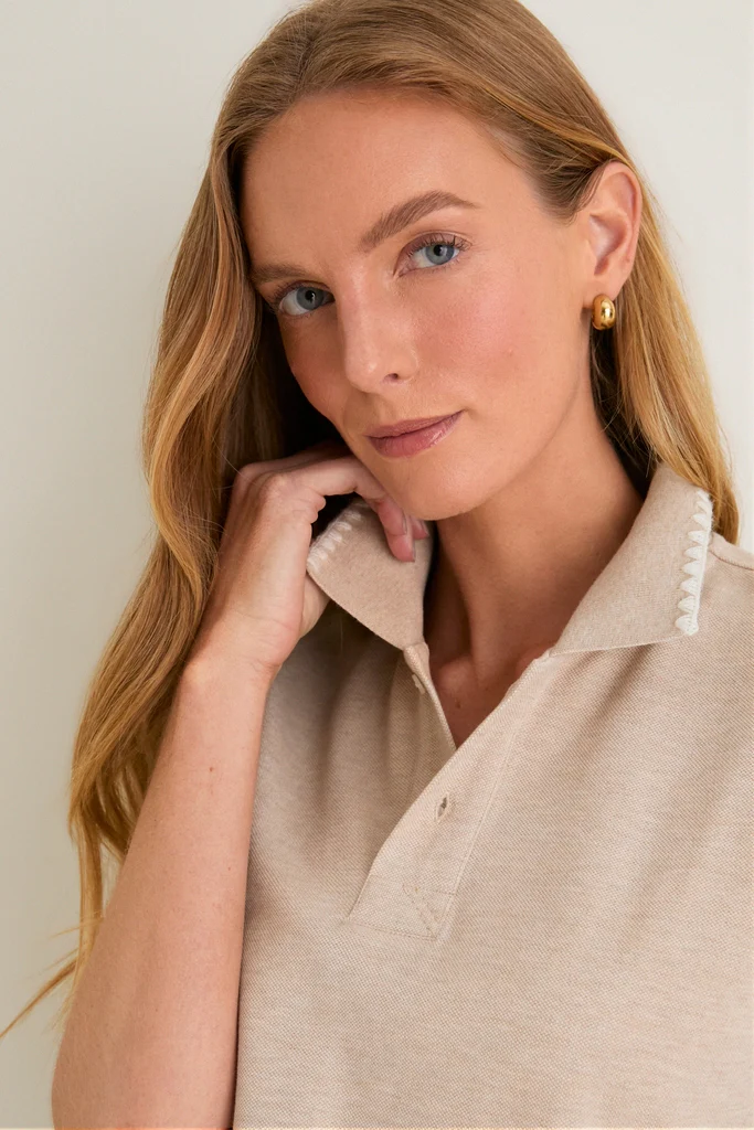 Sandstone Pique Holmes Boyfriend Polo - Image 5