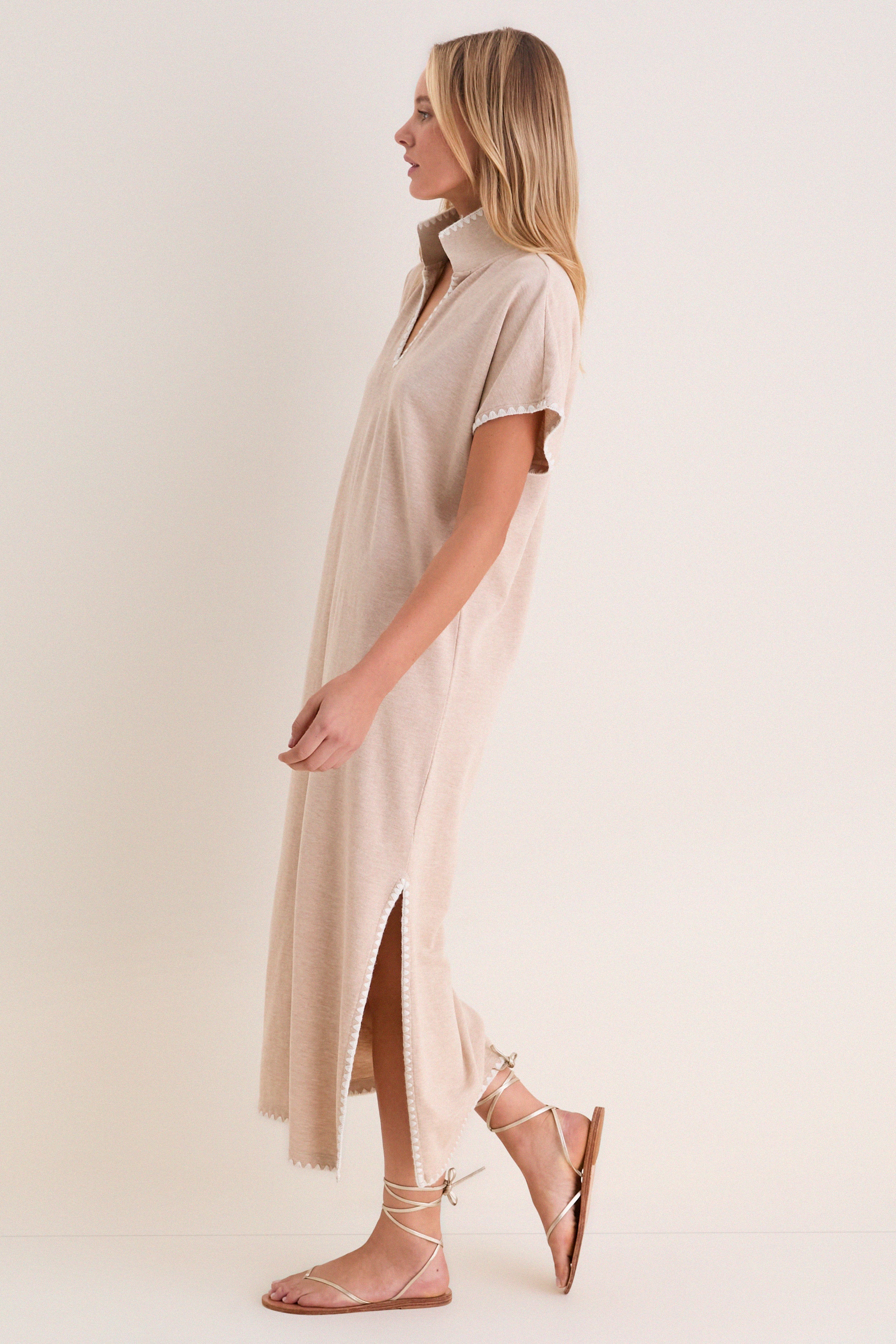 Sandstone Pique Melissa Maxi Dress - Image 3