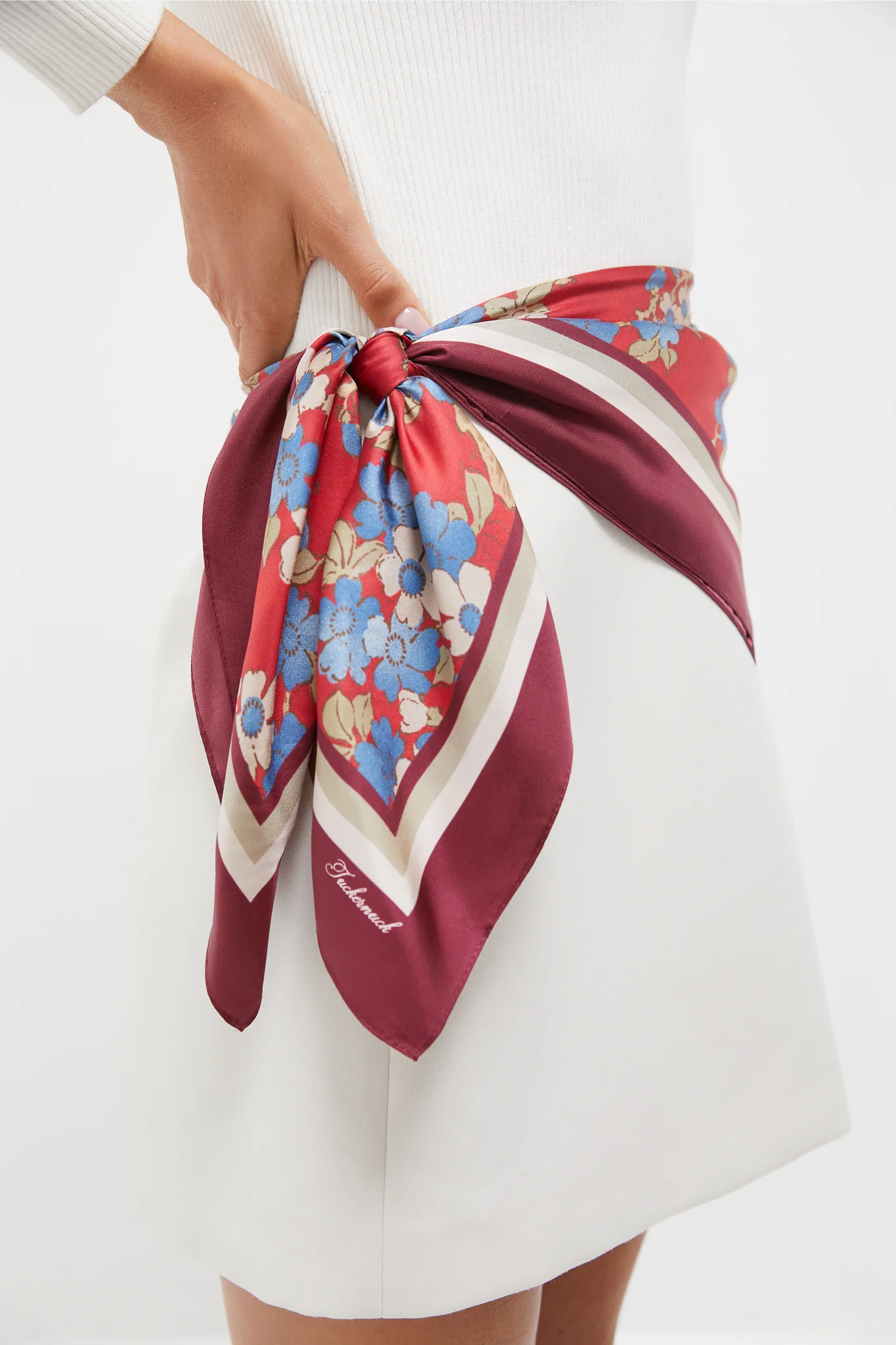 Scarlet Sakura Medium Silk Scarf - Image 3