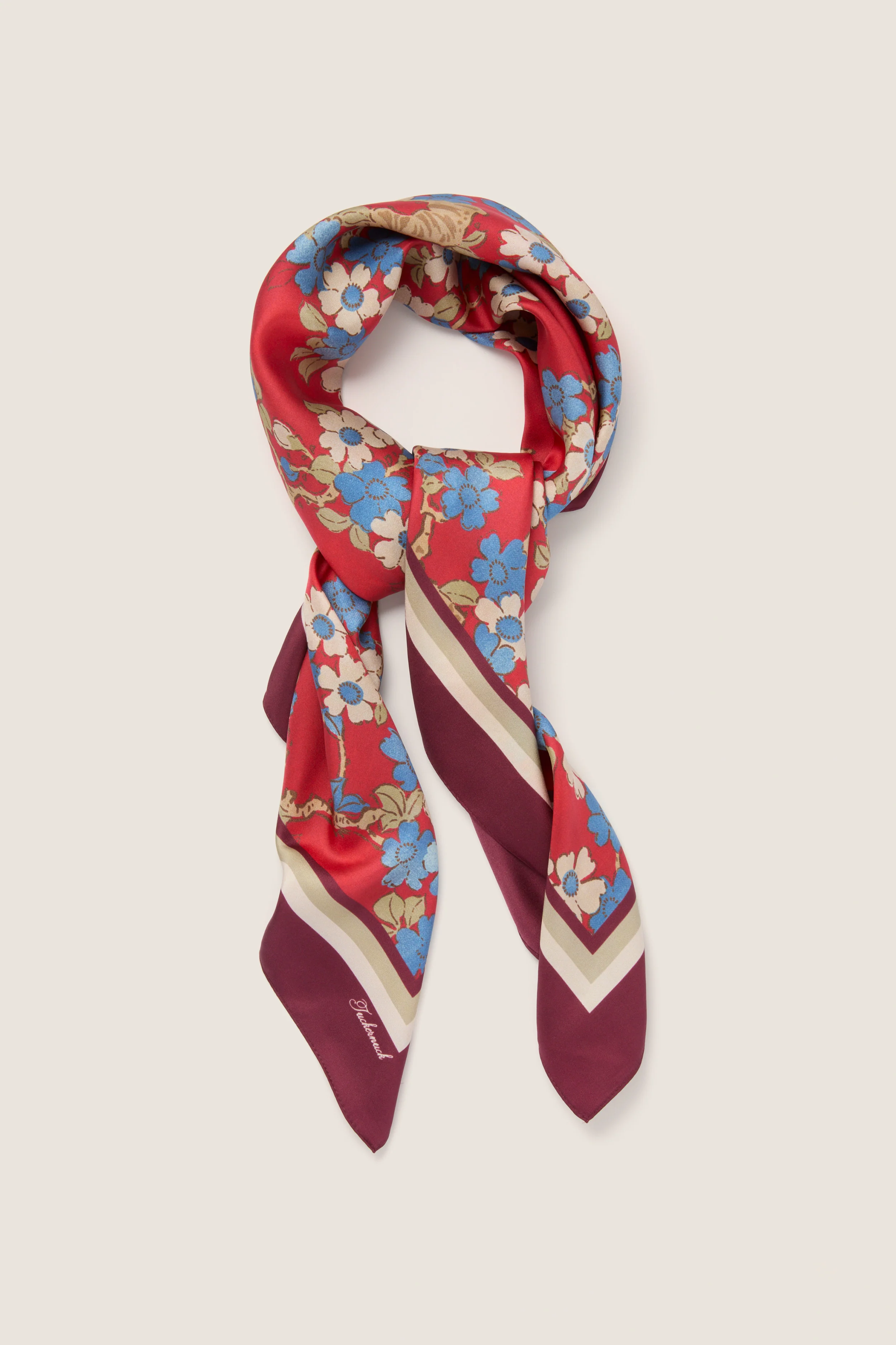 Scarlet Sakura Medium Silk Scarf - Image 4