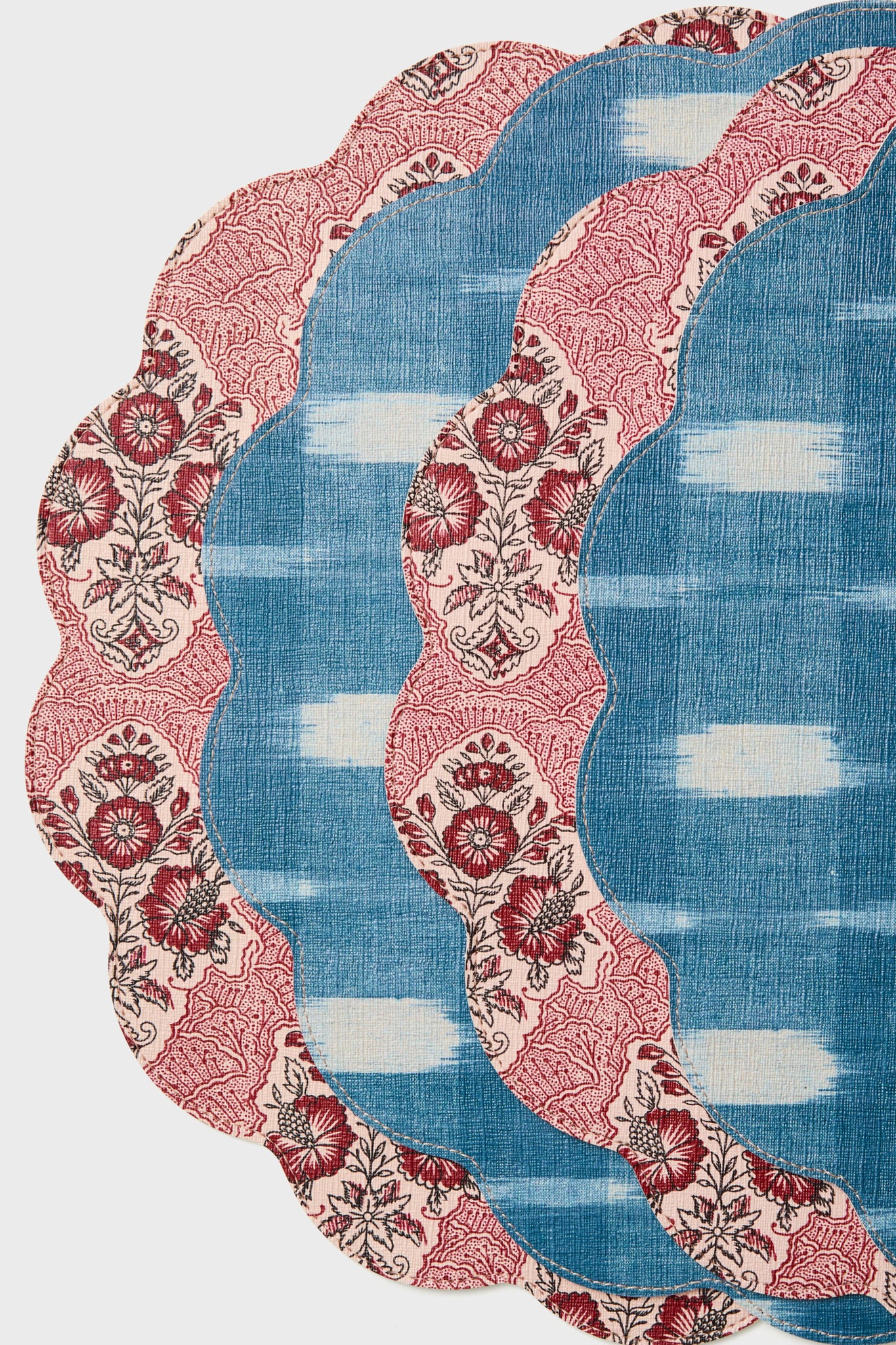Scarlet Sonata and Ikat Reversible Wipeable Placemats Set of 4 - Image 5