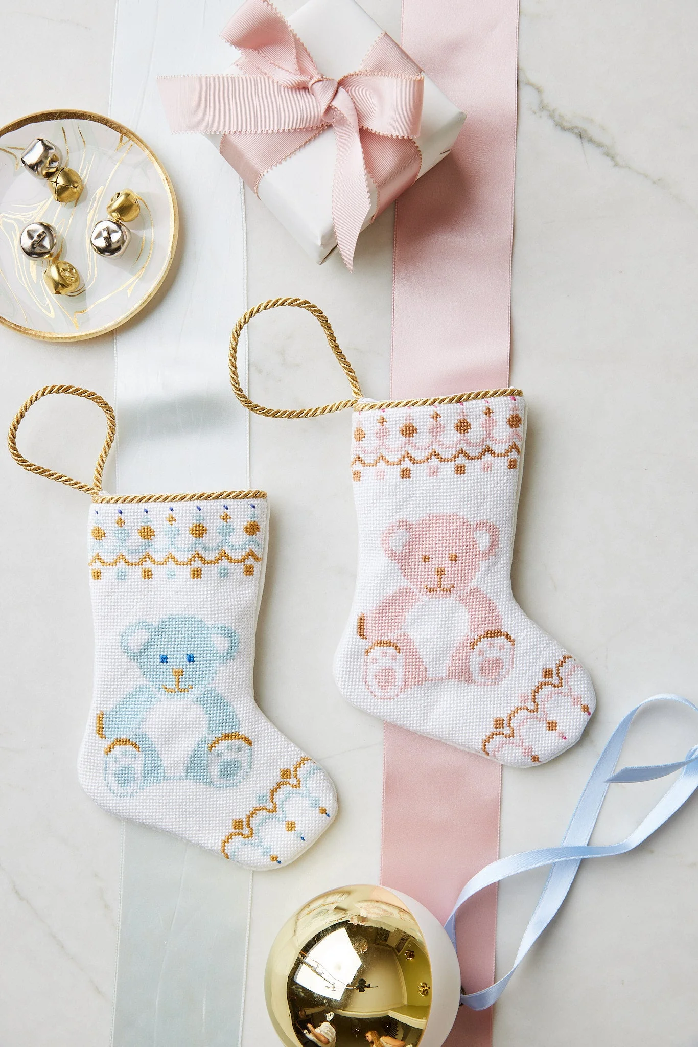 Schuler Studio Pink Bear-y Christmas Mini Stocking - Image 2