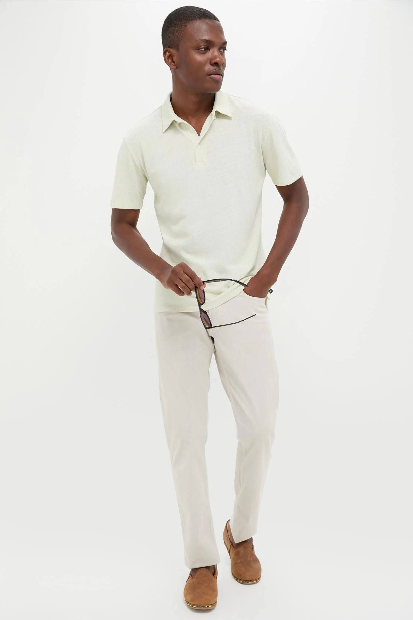 Sea Moss Drift Linen Polo - Image 2