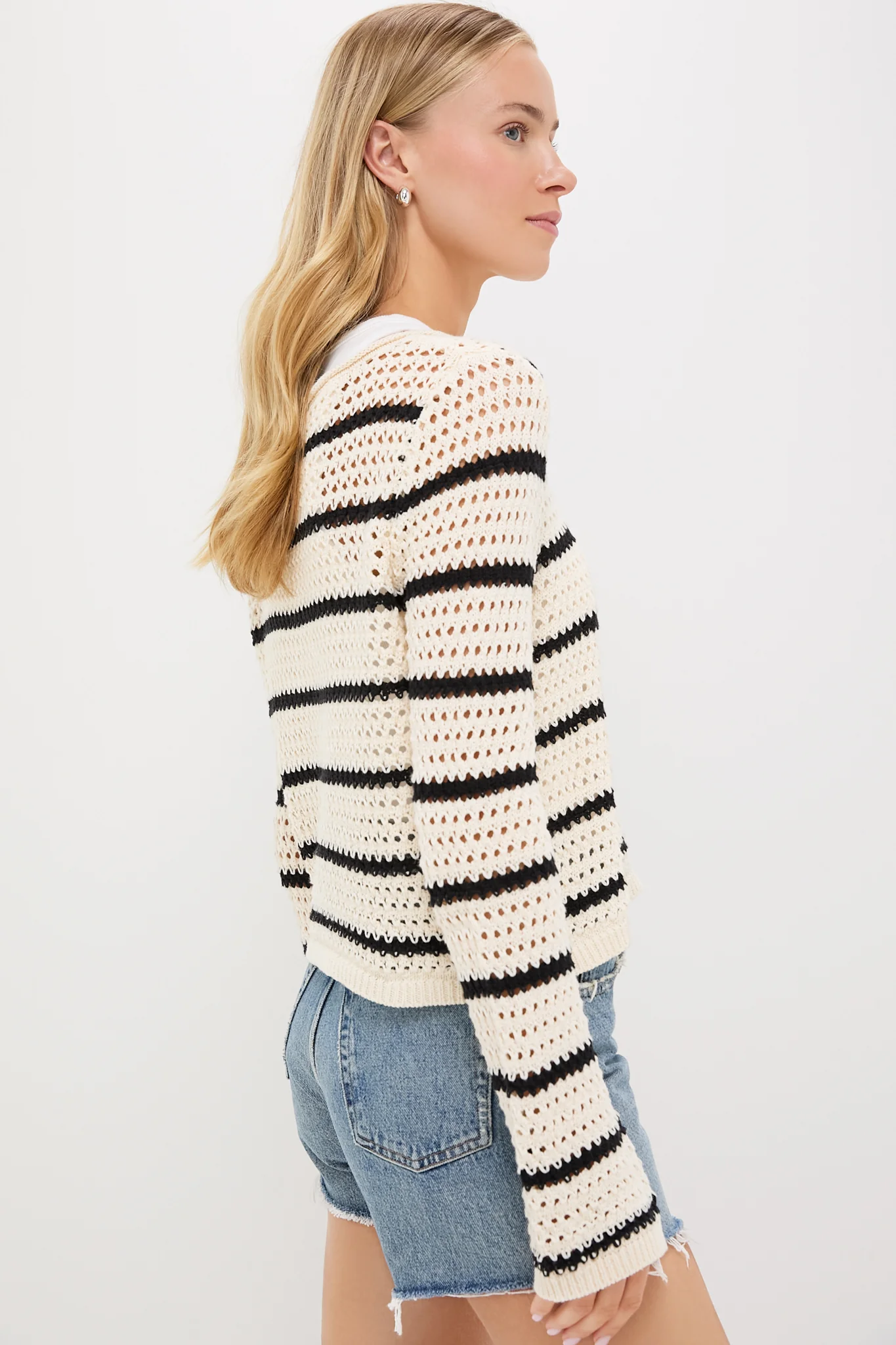 Sea Salt Kit Stripe Crochet Sweater - Image 3