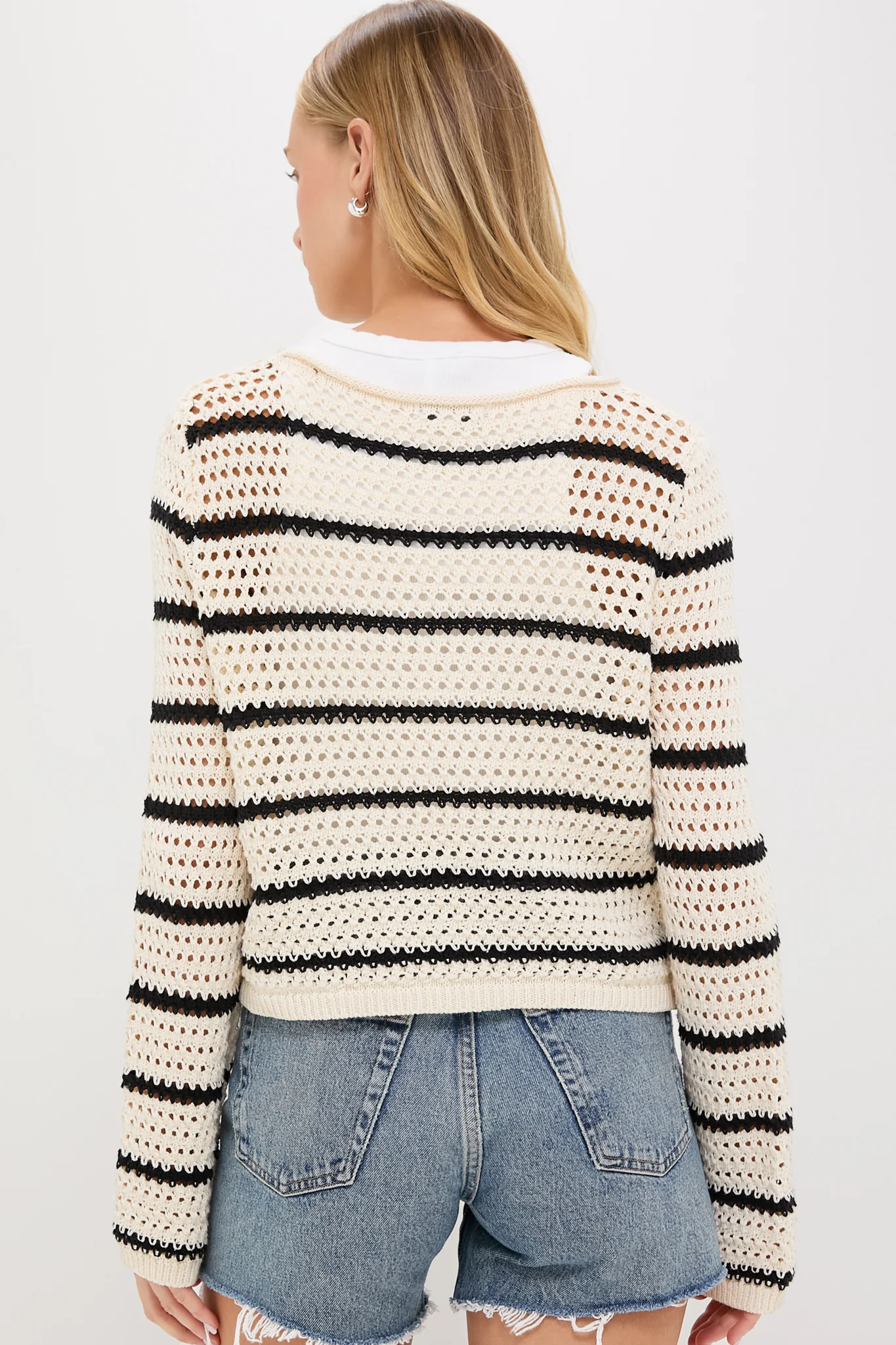 Sea Salt Kit Stripe Crochet Sweater - Image 4