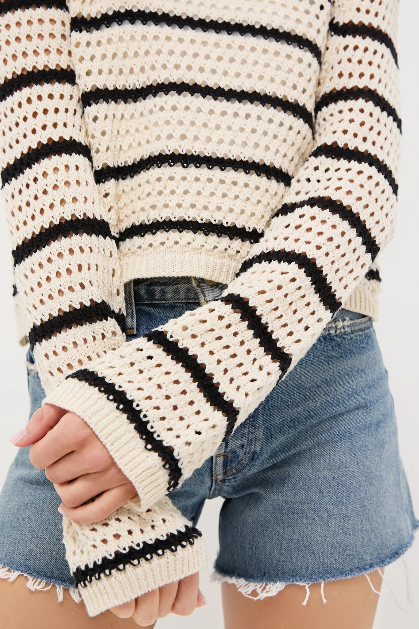 Sea Salt Kit Stripe Crochet Sweater - Image 5