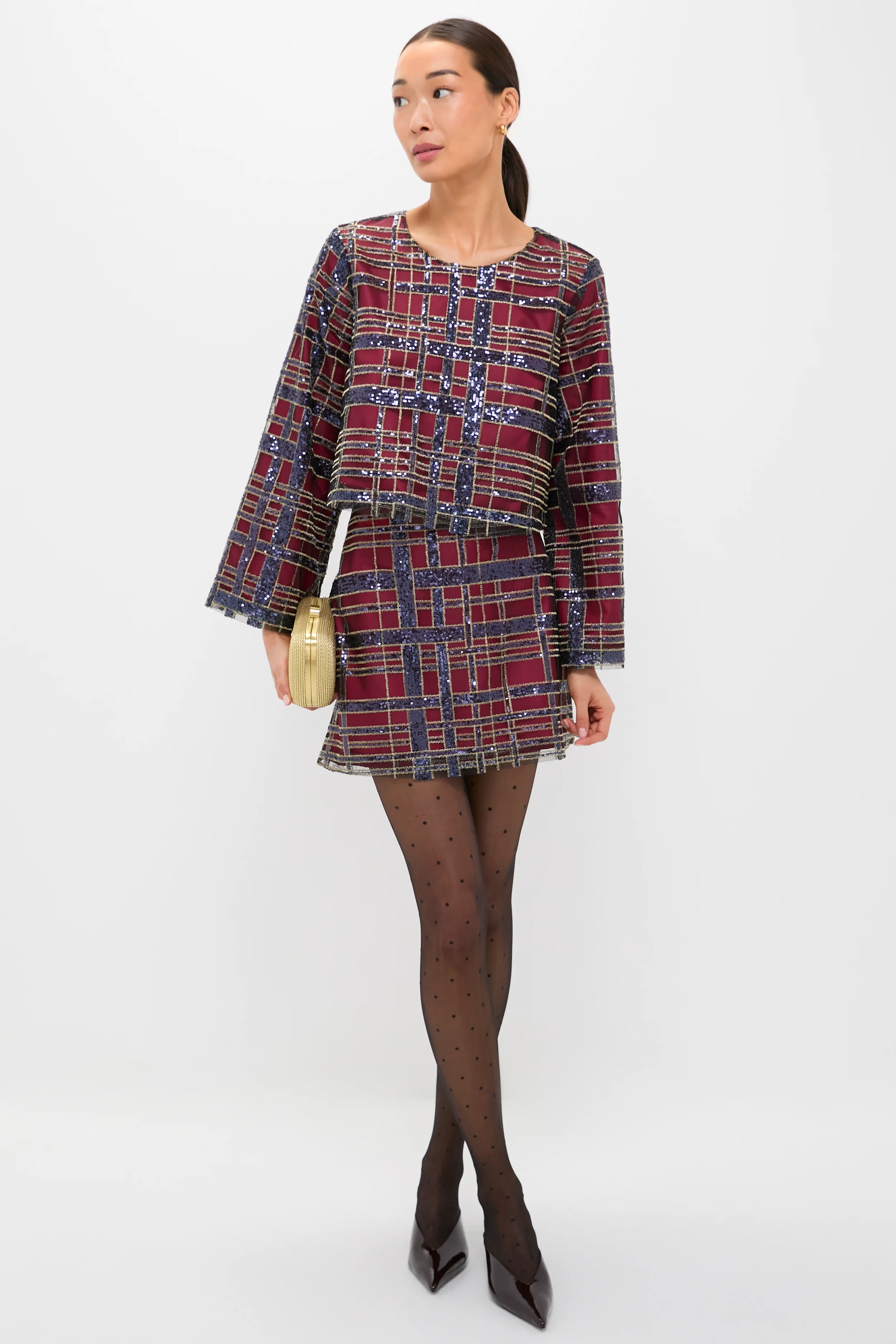 Sequin Plaid Meg Skirt - Image 6