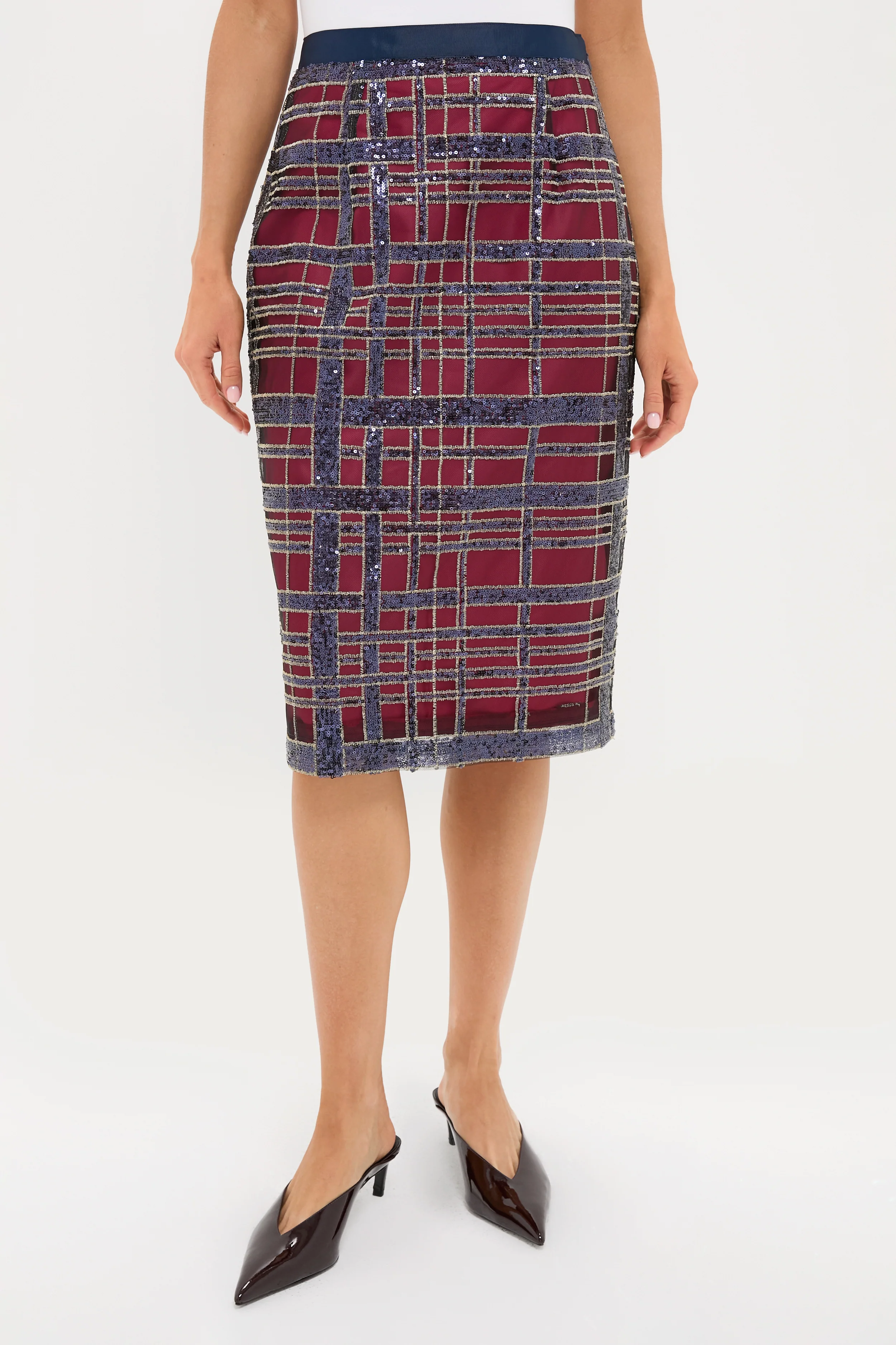 Sequin Plaid Belmont Pencil Skirt - Image 2