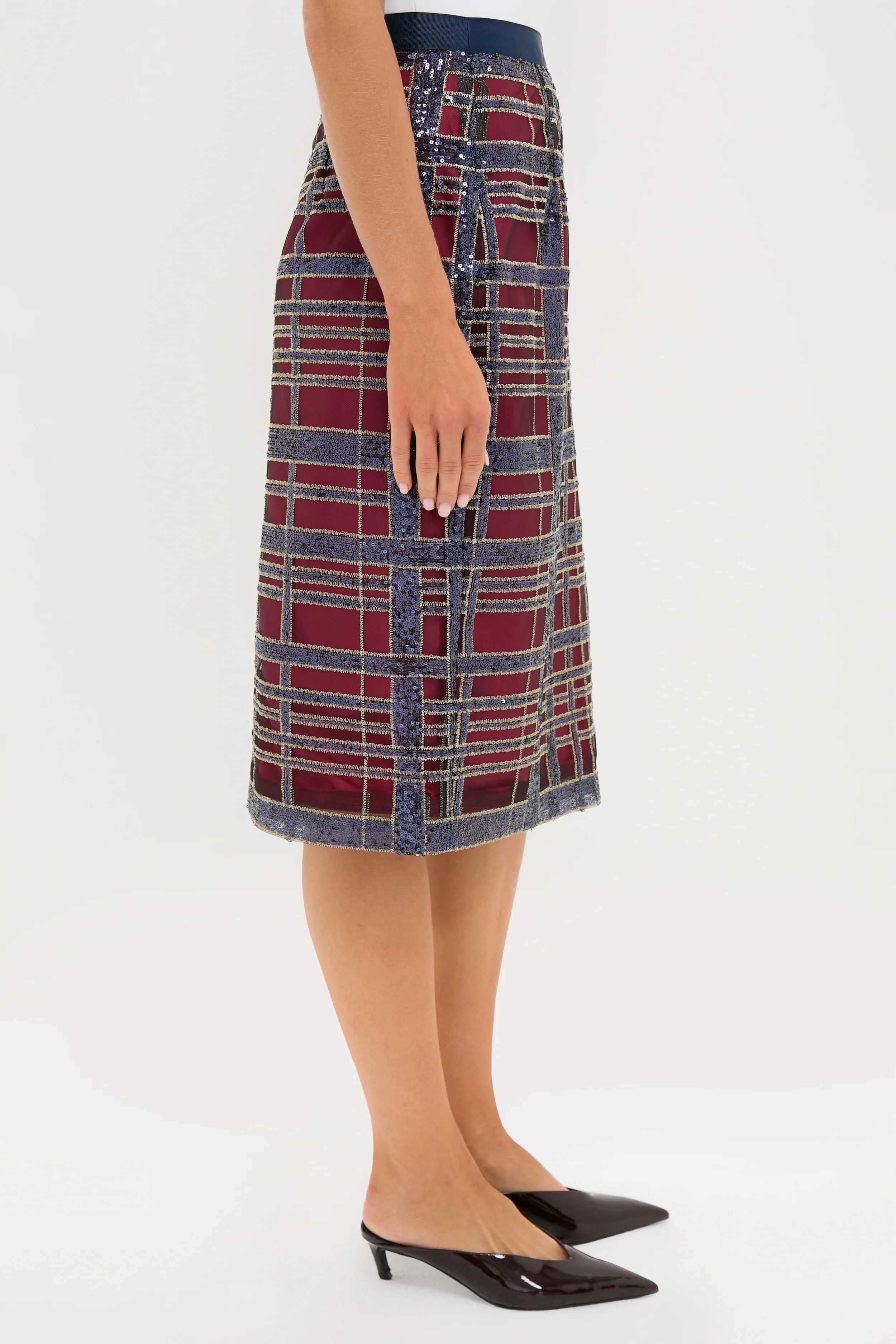 Sequin Plaid Belmont Pencil Skirt - Image 3
