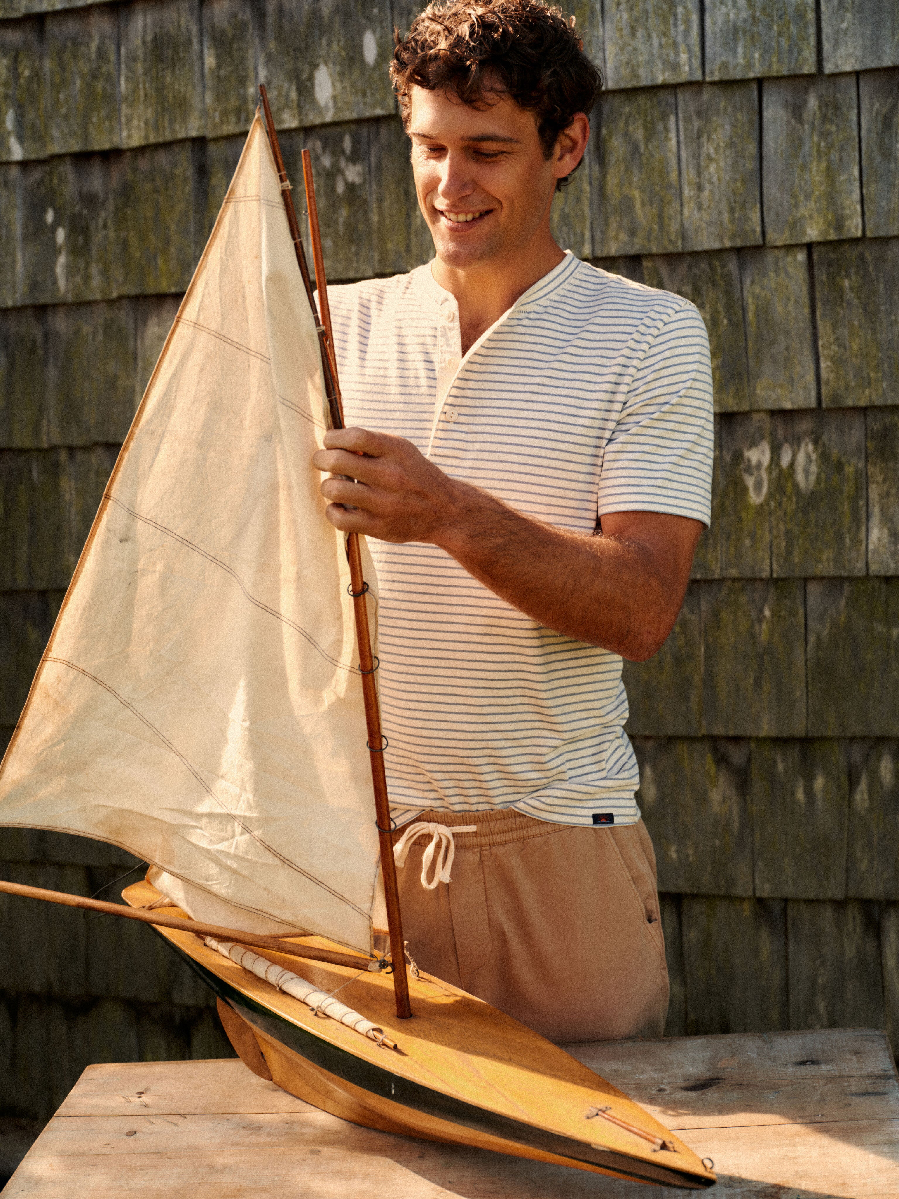 Shell Flint Stripe Short Sleeve Sunwashed Henley - Image 2