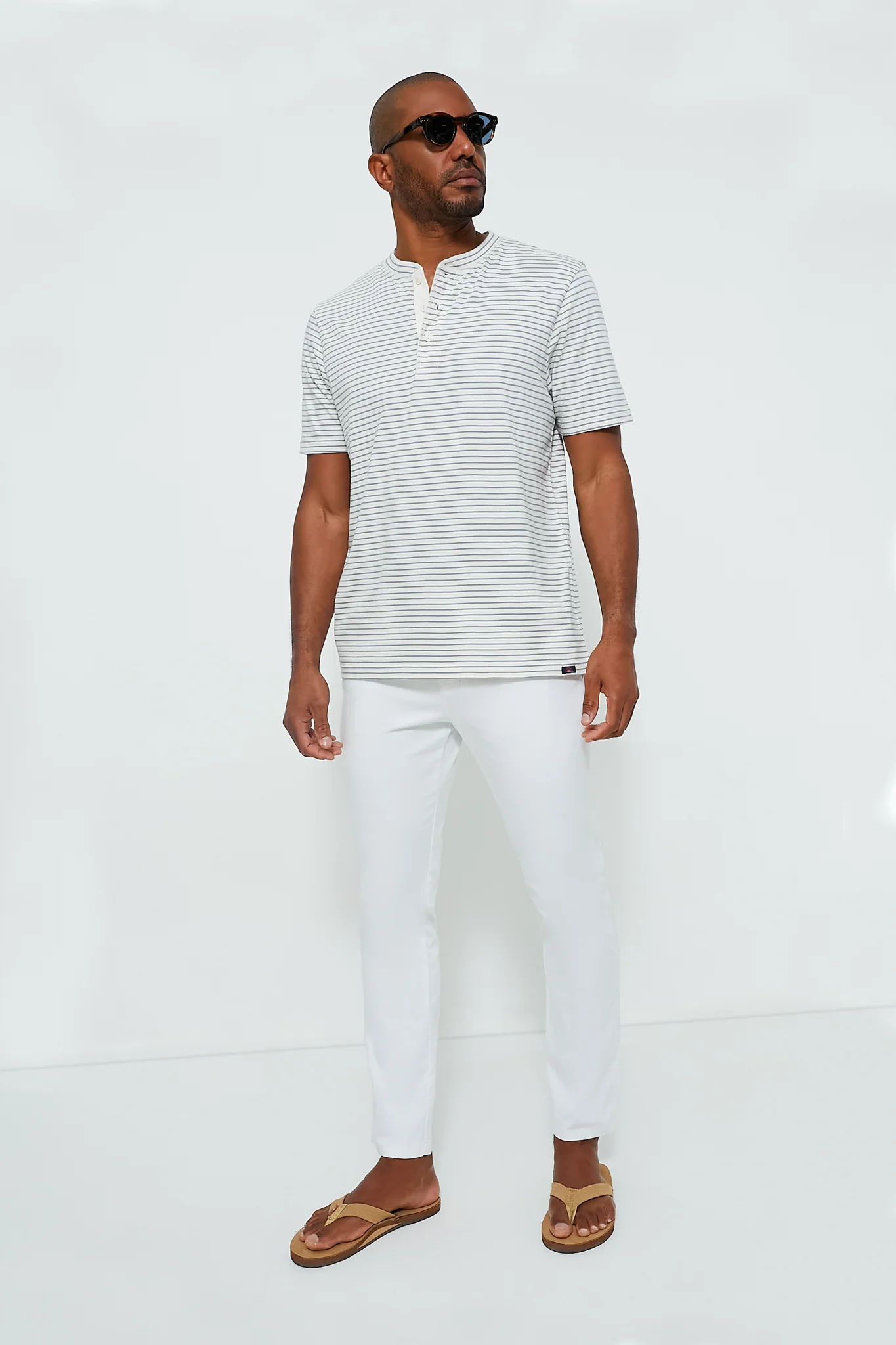 Shell Flint Stripe Short Sleeve Sunwashed Henley - Image 3