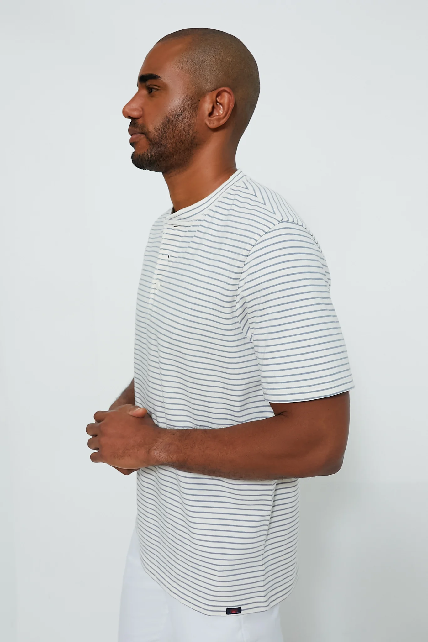 Shell Flint Stripe Short Sleeve Sunwashed Henley - Image 4