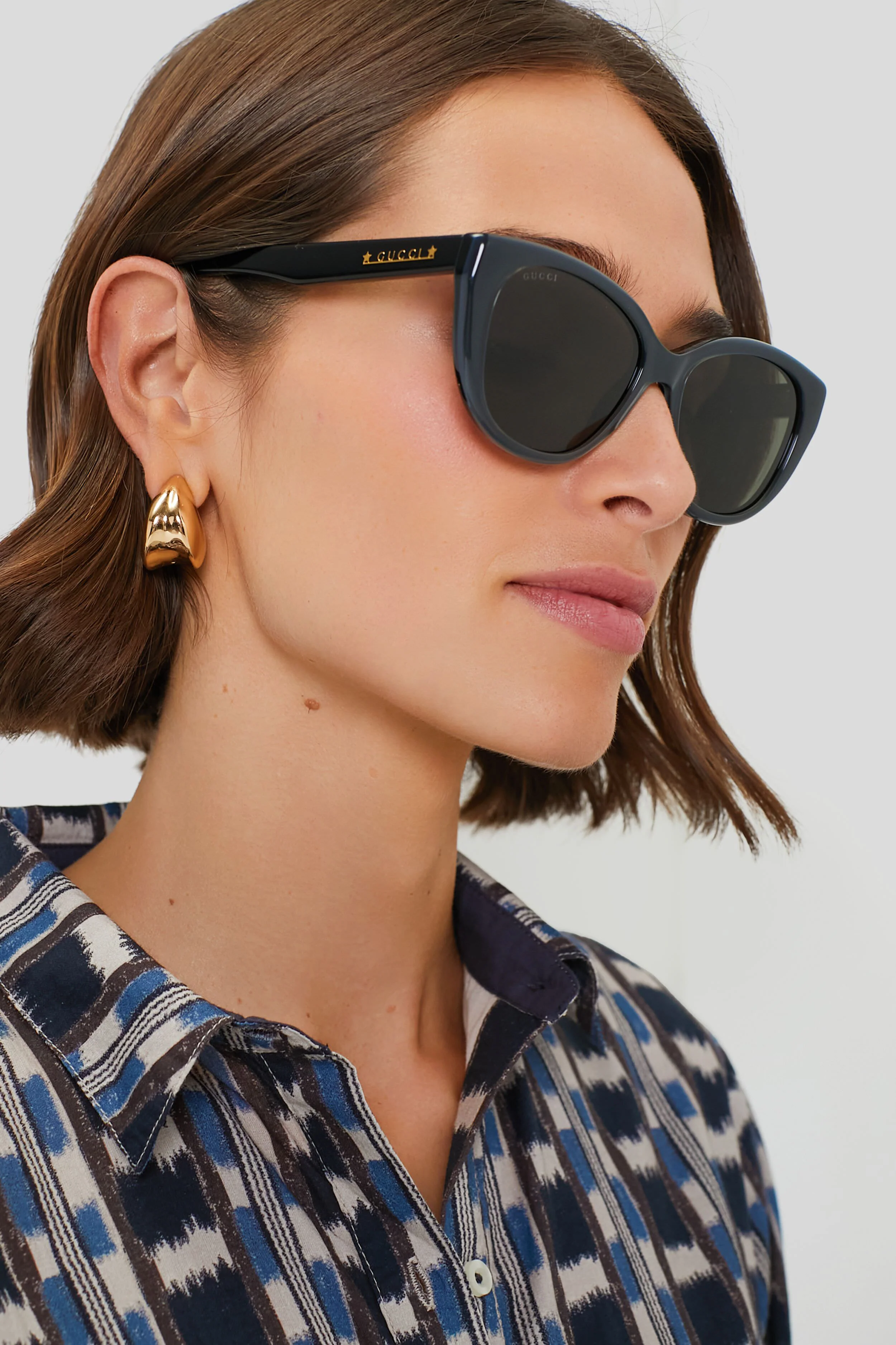 Shiny Black Cat Eye Sunglasses - Image 2