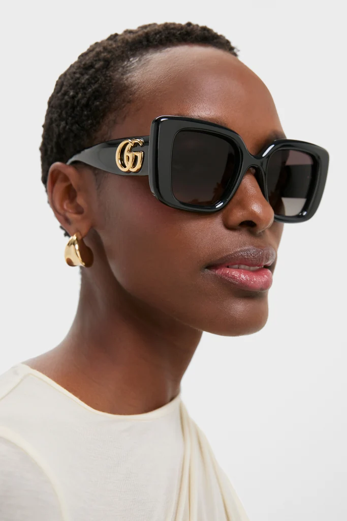 Shiny Black Square GG Bag Sunglasses - Image 2