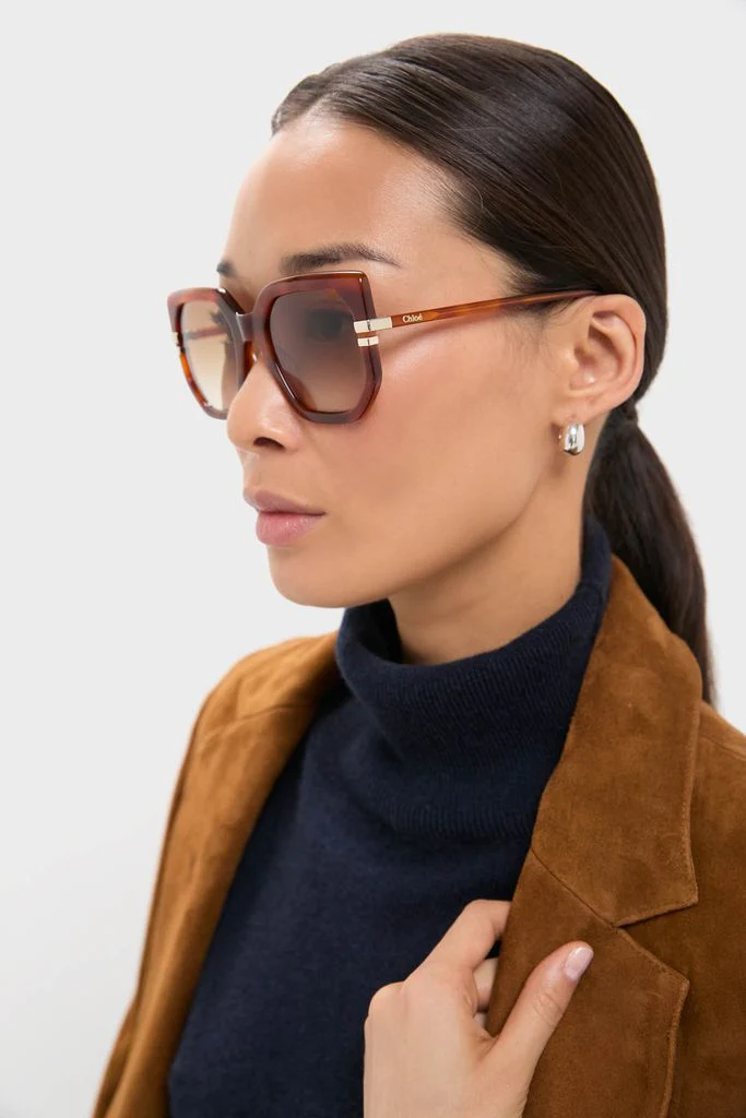 Shiny Blonde Havana West Sunglasses - Image 2