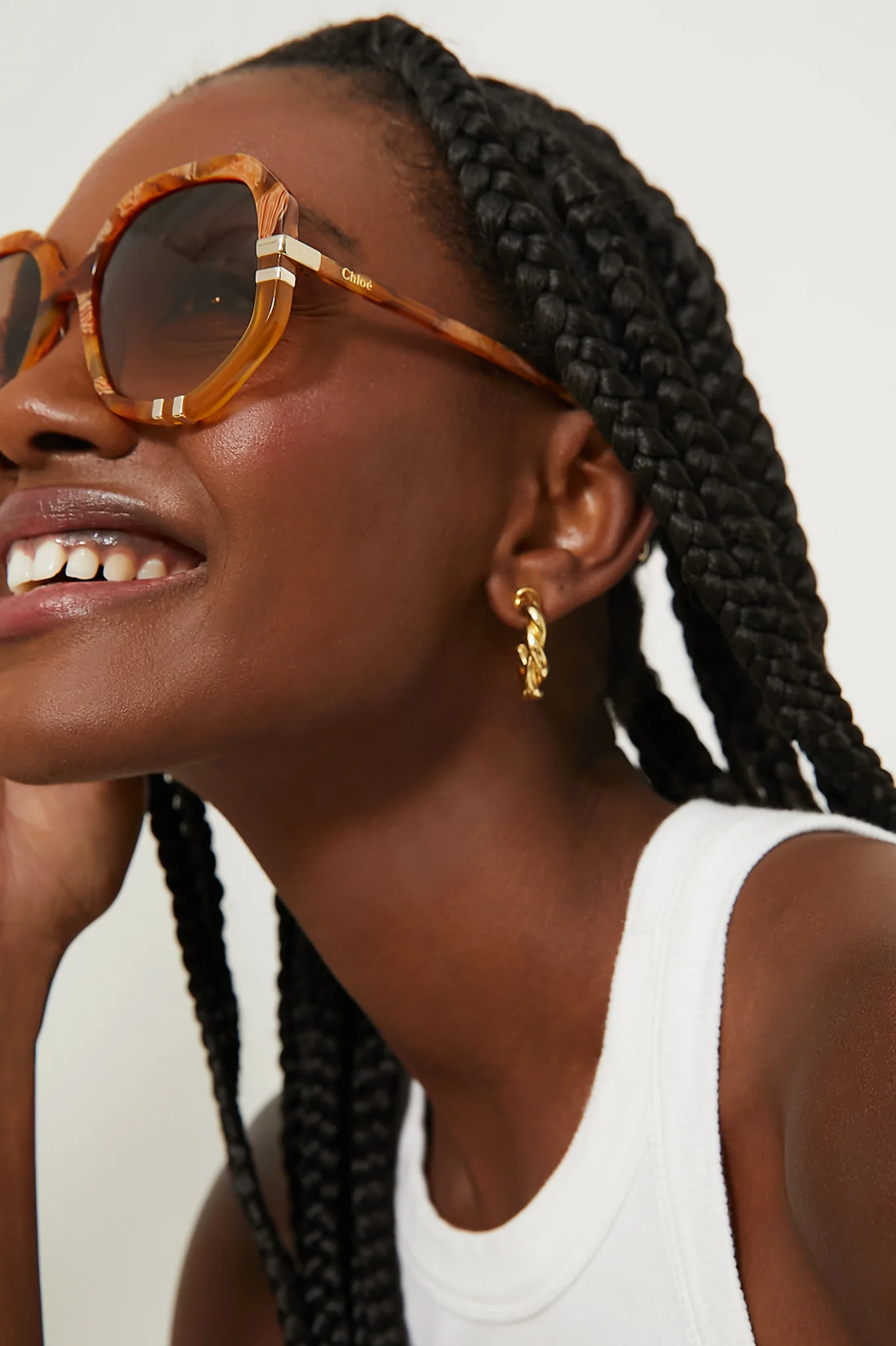 Shiny Caramel and Beige Spotted Havana West Sunglasses - Image 2