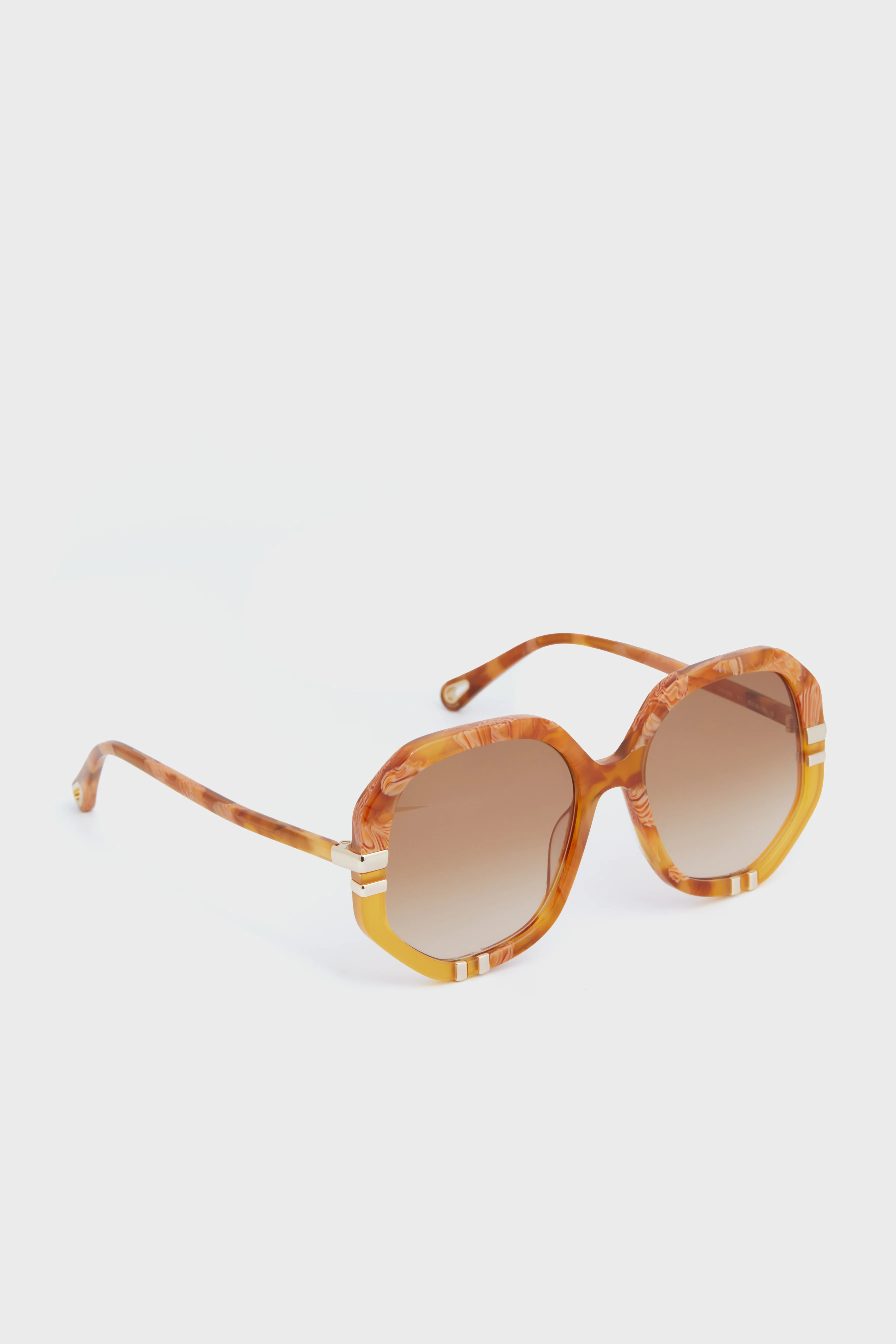 Shiny Caramel and Beige Spotted Havana West Sunglasses - Image 3