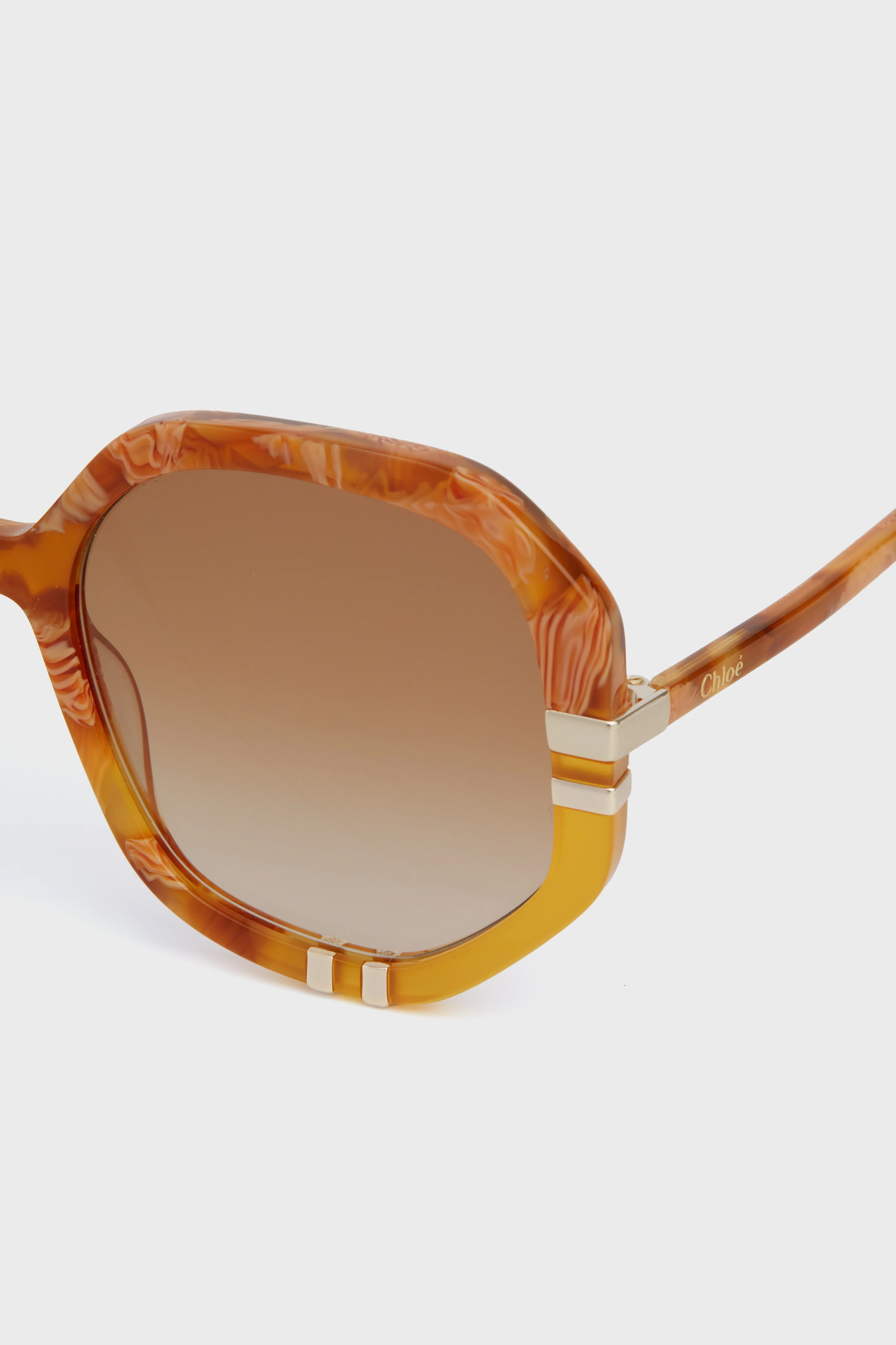 Shiny Caramel and Beige Spotted Havana West Sunglasses - Image 4