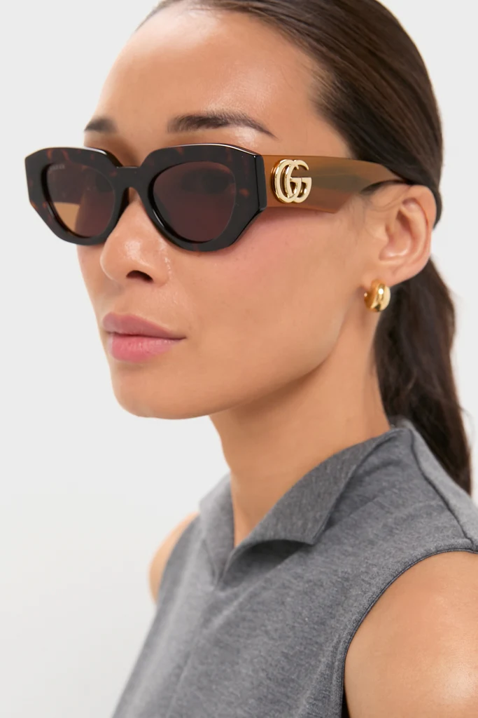 Shiny Dark Havana Cat-Eye Gucci Generation Sunglasses - Image 2