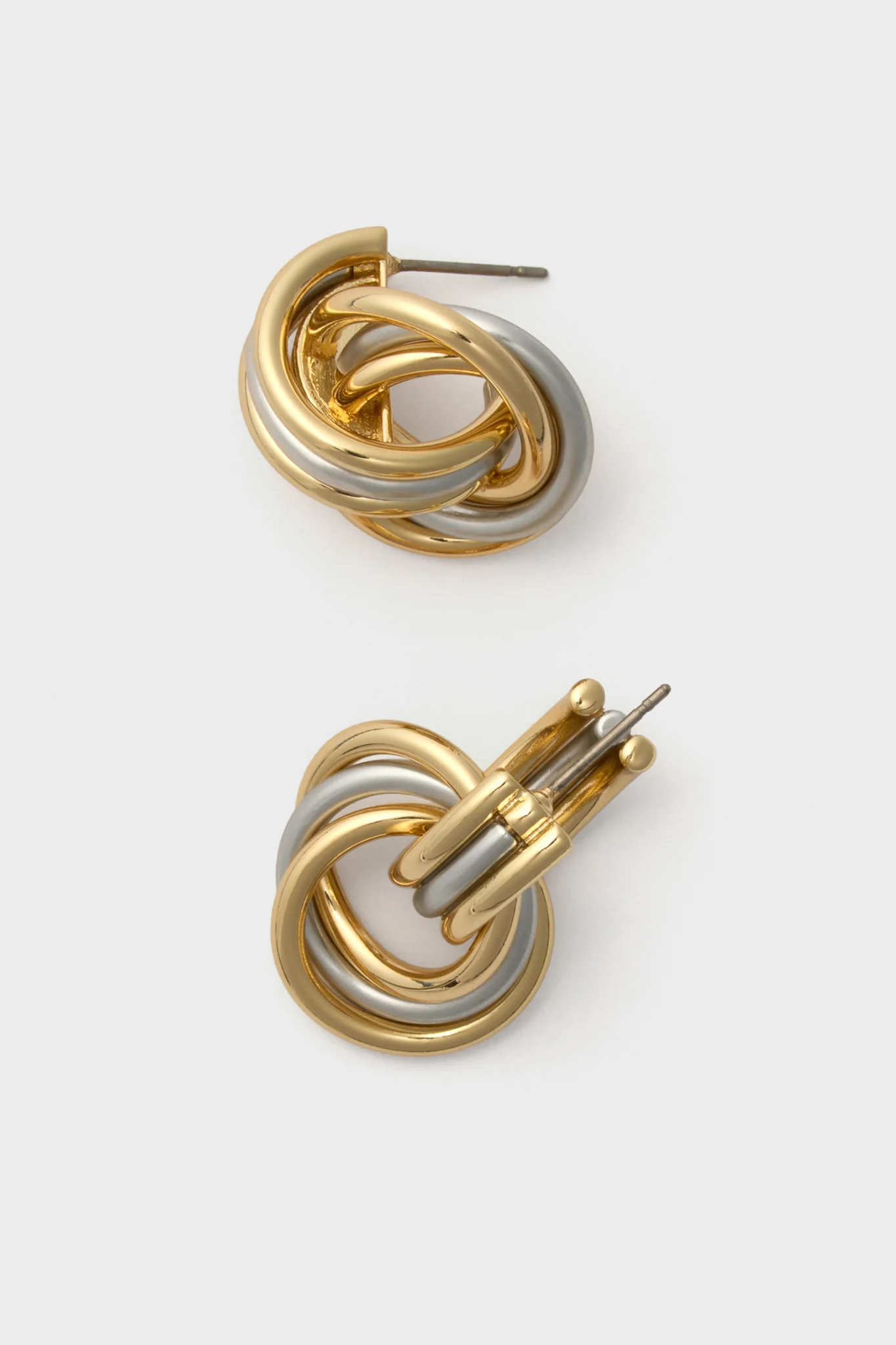 Shiny Gold and Semi Dark Silver Lush Link Earrings - Image 3