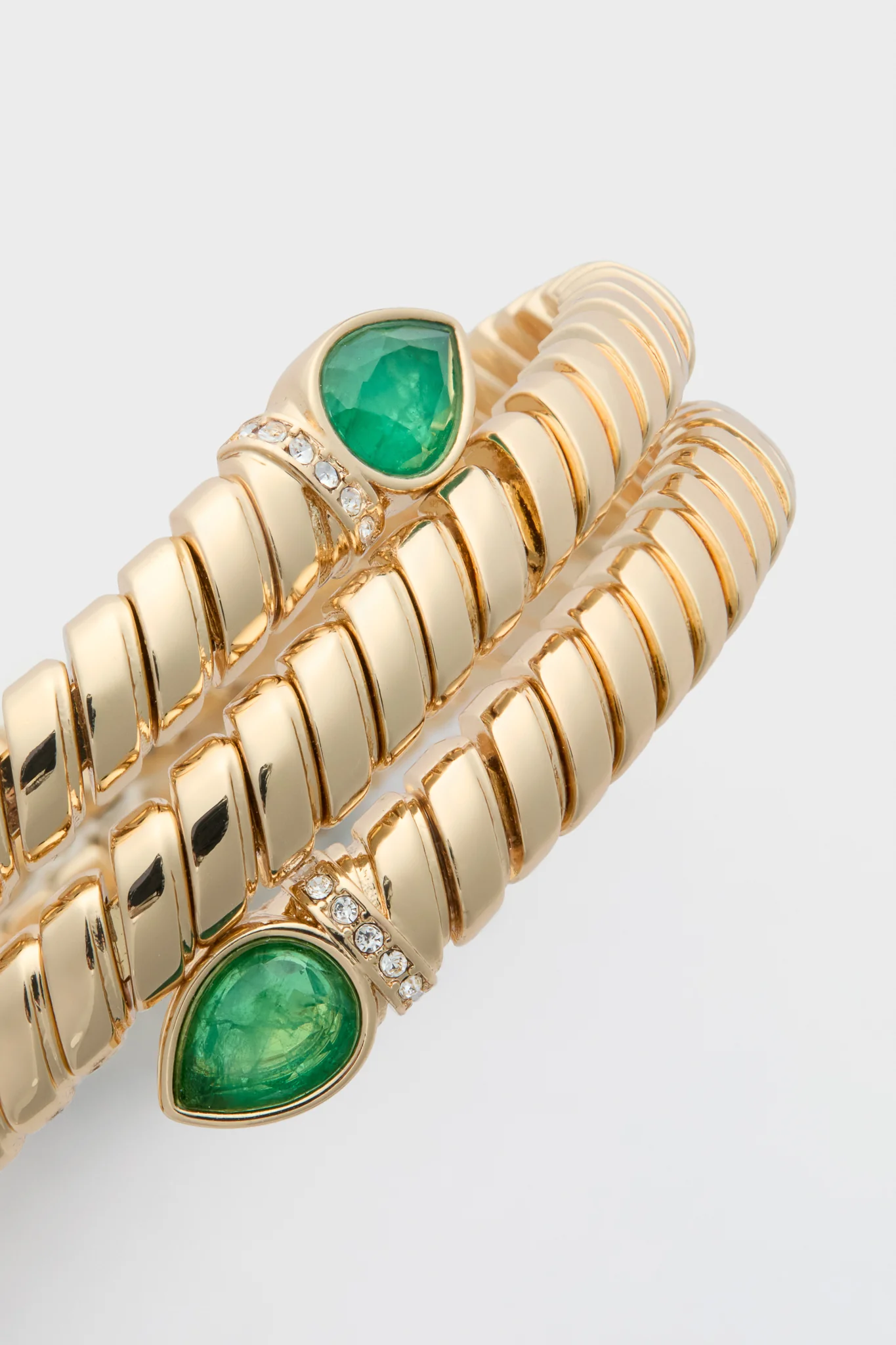 Shiny Gold, Emerald and Pave Wrap Around Cobra Bracelet - Image 4